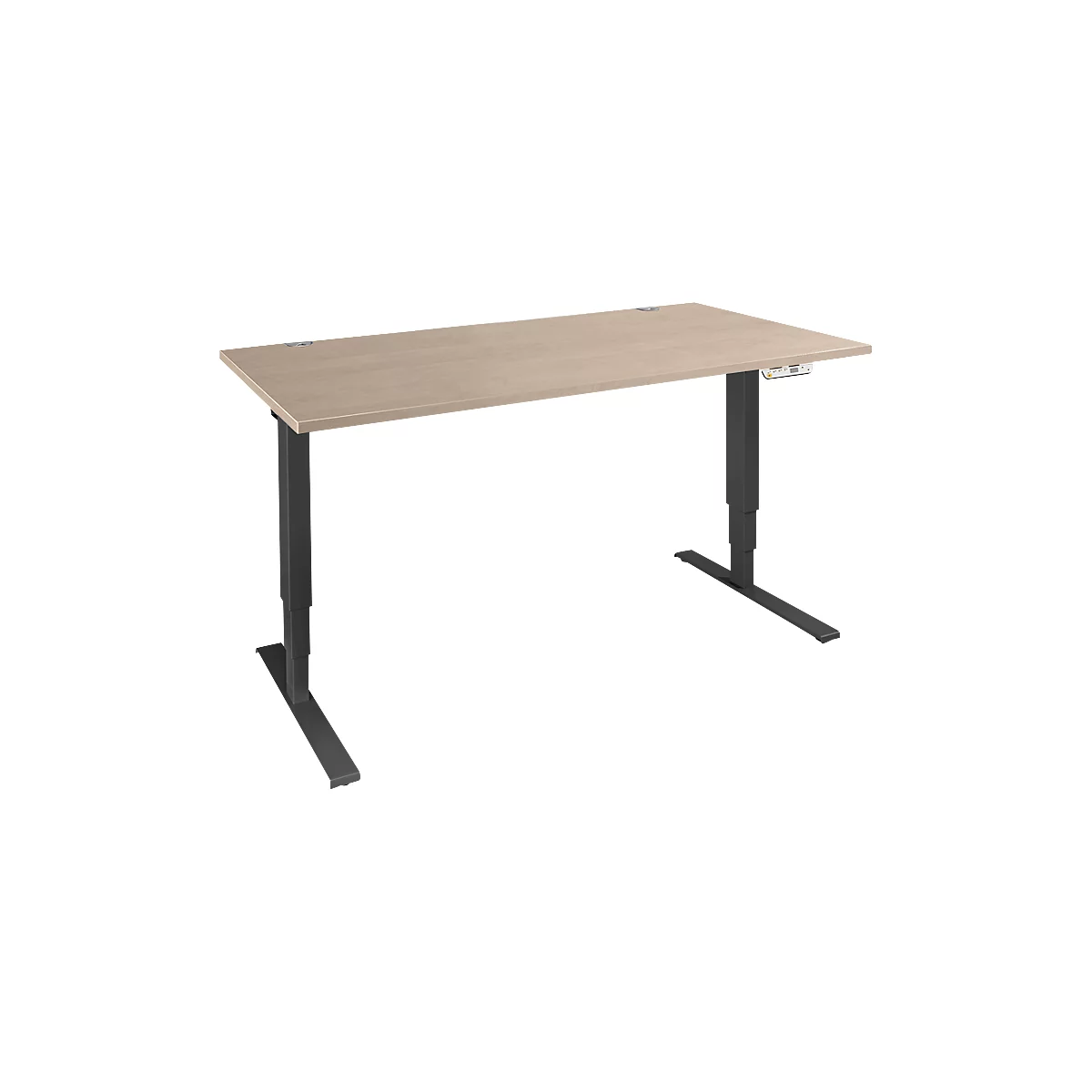 Schäfer Shop Bureau Genius AERO FLEX, réglage électrique de la hauteur, rectangle, pied en C, L 1200 mm, chêne/noir + panneau de mémoire