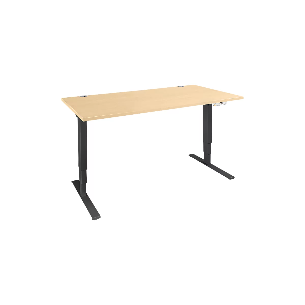 Schäfer Shop Bureau Genius AERO FLEX, réglage électrique de la hauteur, rectangle, pied en C, L 1200 mm, érable/noir + panneau de mémoire