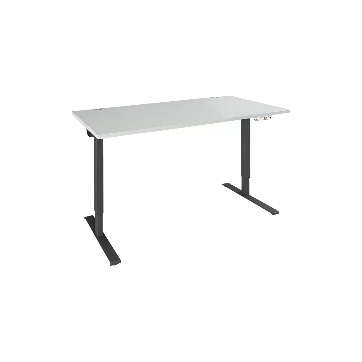 Schäfer Shop Bureau Genius AERO FLEX, réglage électrique de la hauteur, rectangle, pied en C, L 1200 mm, gris clair/noir + panneau de mémoire