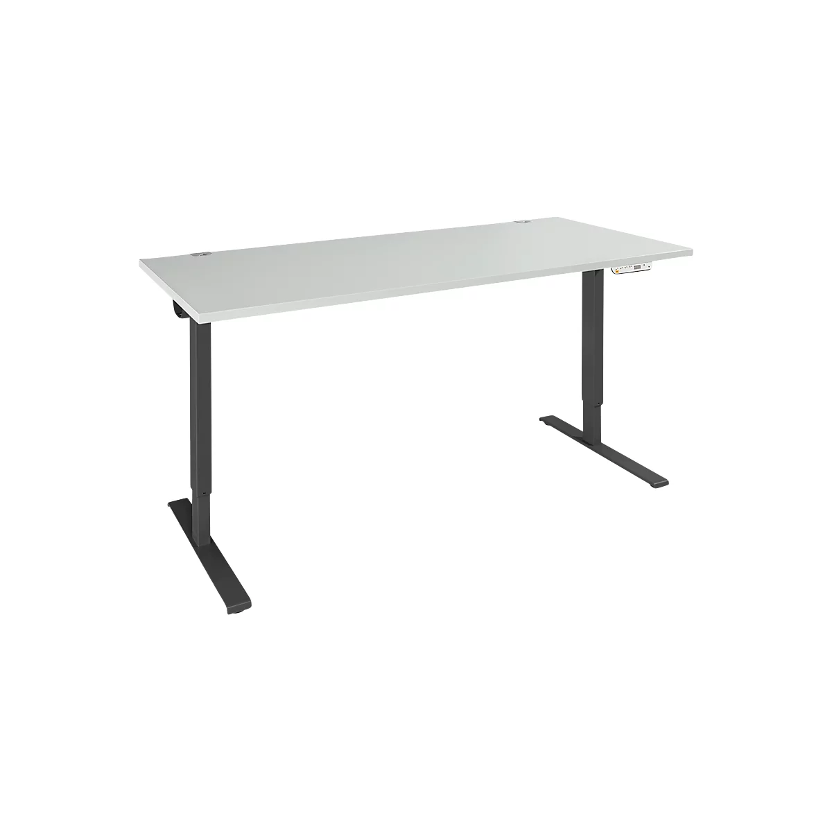 Schäfer Shop Bureau Genius AERO FLEX, réglage électrique de la hauteur, rectangle, pied en C, L 1800 mm, gris clair/noir + panneau de mémoire