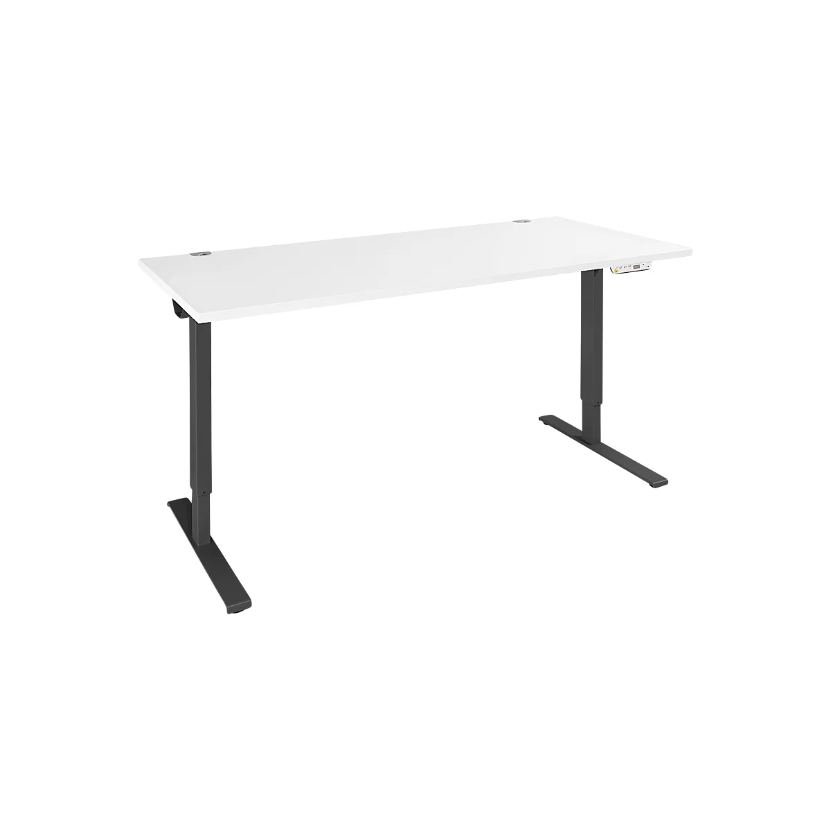 Schäfer Shop Bureau Genius AERO FLEX, réglage électrique de la hauteur, rectangle, pied en C, L 1800 x P 800 x H 700-1200 mm, blanc/noir + panneau de mémoire