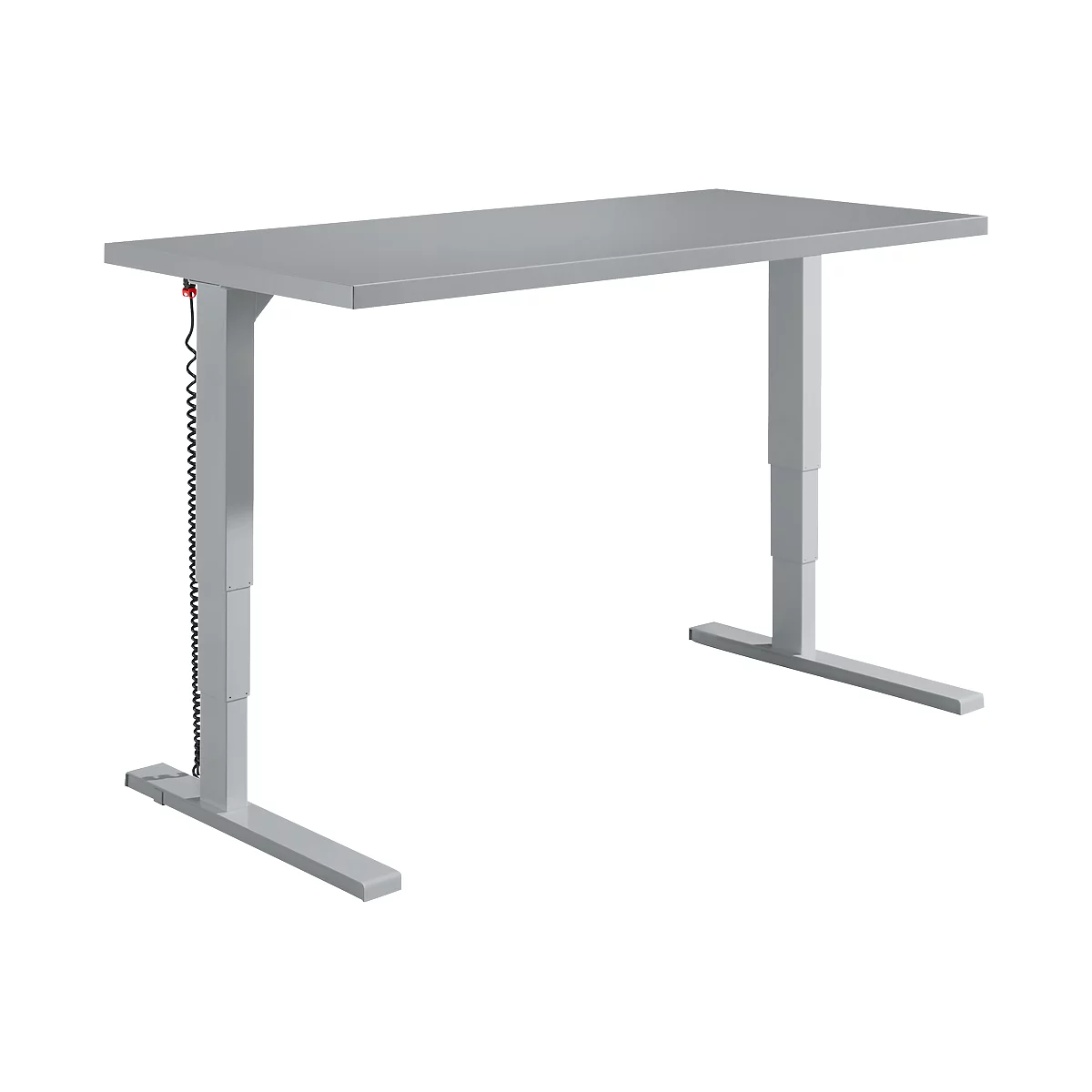 Schäfer Shop Bureau Genius Elements, réglable en hauteur électriquement, rectangulaire, pied en C, L 1600 x P 800 x H 645-1300 mm, argent/blanc + encastrement technique