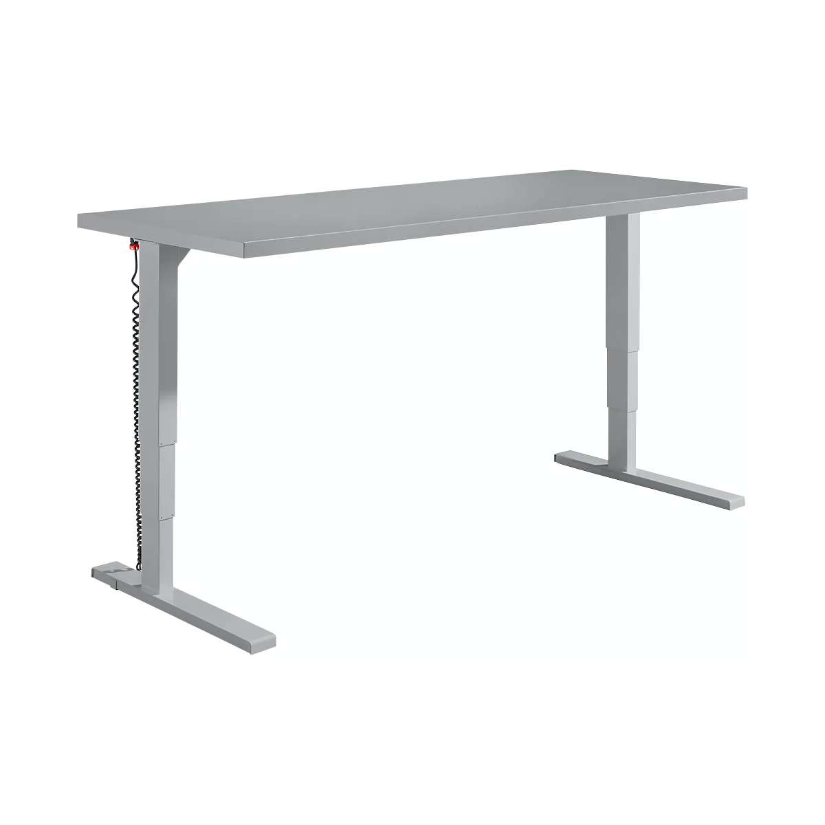 Schäfer Shop Bureau Genius Elements, réglable en hauteur électriquement, rectangulaire, pied en C, L 2000 x P 800 x H 645-1300 mm, argent/blanc + encastrement technique