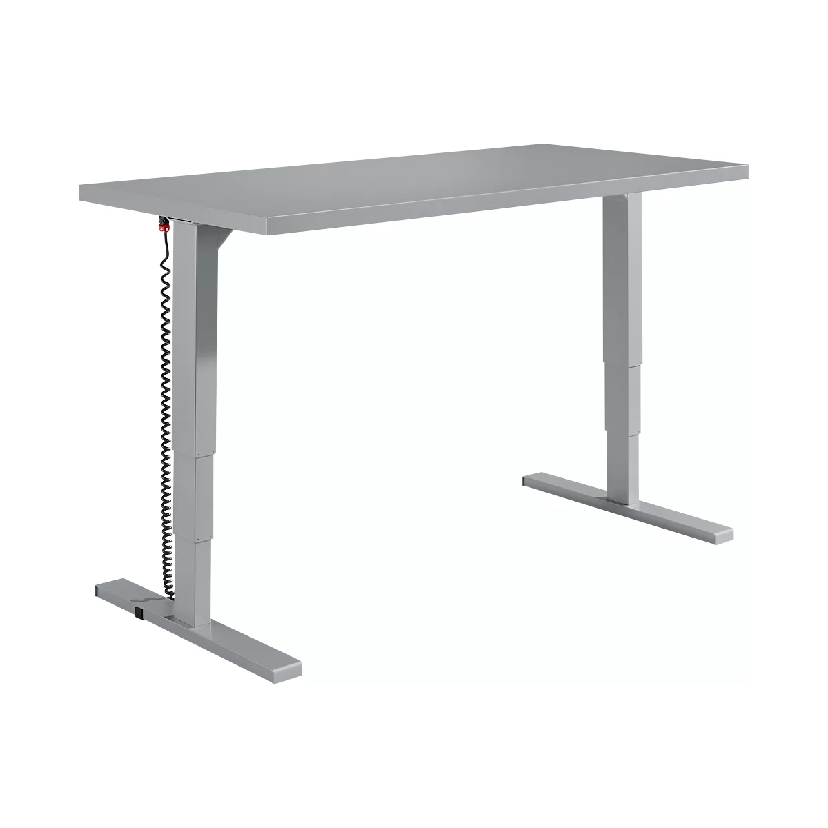 Schäfer Shop Bureau Genius Elements, réglable en hauteur électriquement, rectangulaire, pied en T, L 1600 x P 800 x H 645-1300 mm, argent/blanc + encastrement technique