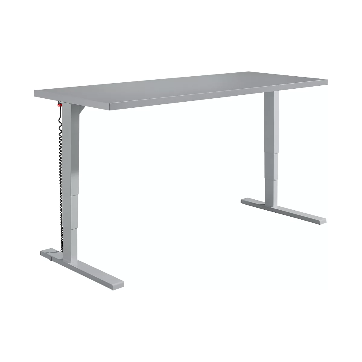Schäfer Shop Bureau Genius Elements, réglage électrique de la hauteur, rectangle, pied en C, L 1800 x P 800 x H 645-1300 mm, blanc + encastrement technique
