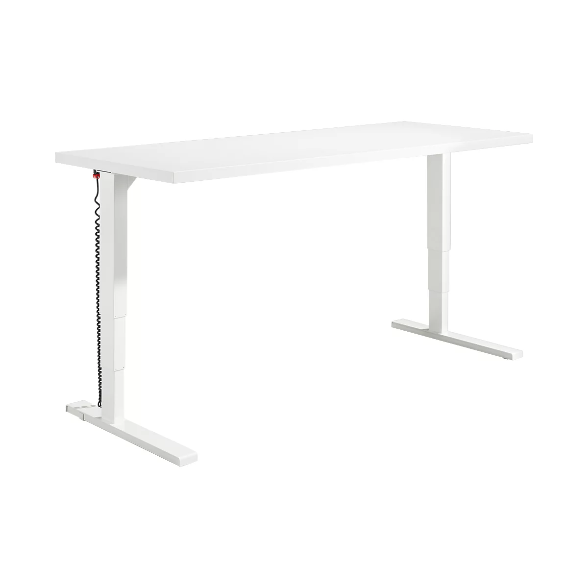 Schäfer Shop Bureau Genius Elements, réglage électrique de la hauteur, rectangle, pied en C, L 2000 x P 800 x H 645-1300 mm, blanc + encastrement technique