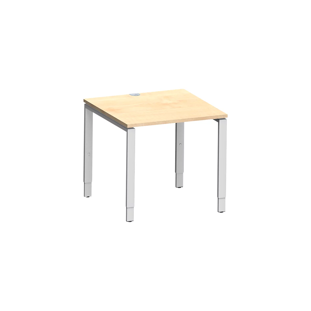 Schäfer Shop Bureau Genius Modena Flex, carré, 4 pieds en tube rectangulaire, L 800 x P 800 x H 650-850 mm, érable/aluminium blanc