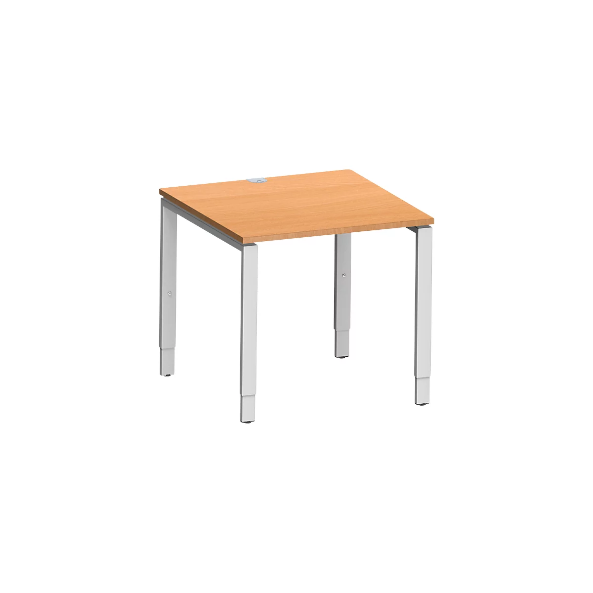 Schäfer Shop Bureau Genius Modena Flex, carré, 4 pieds en tube rectangulaire, L 800 x P 800 x H 650-850 mm, hêtre/aluminium blanc