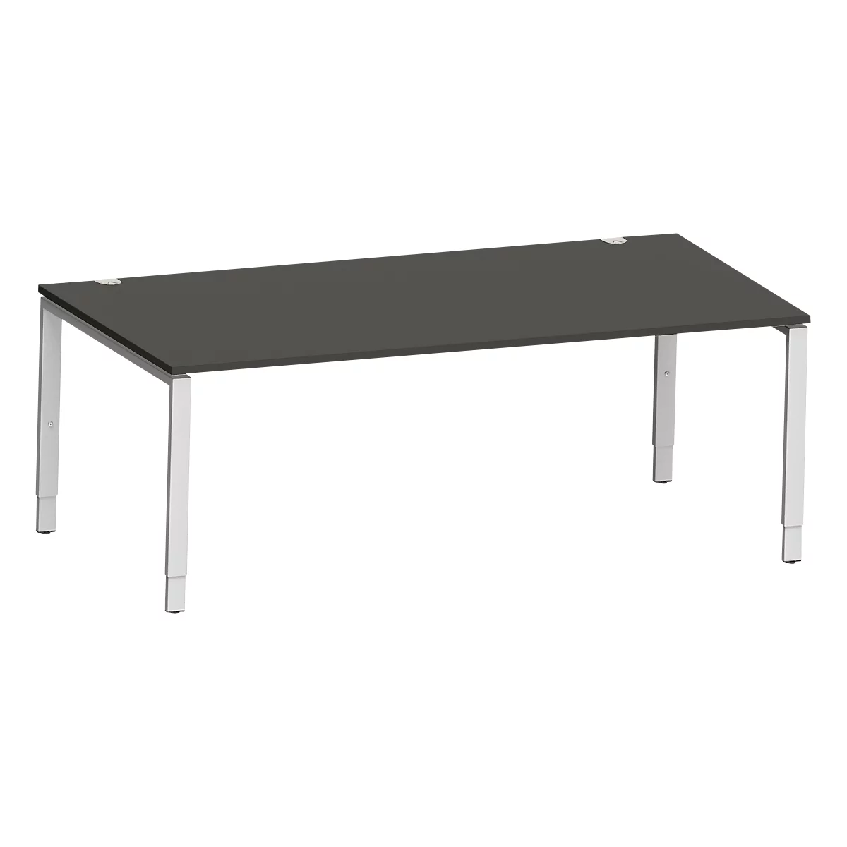 Schäfer Shop Bureau Genius Modena Flex, rectangulaire, 4 pieds en tube rectangulaire, L 2000 x P 1000 x H 650-850 mm, graphite/aluminium blanc