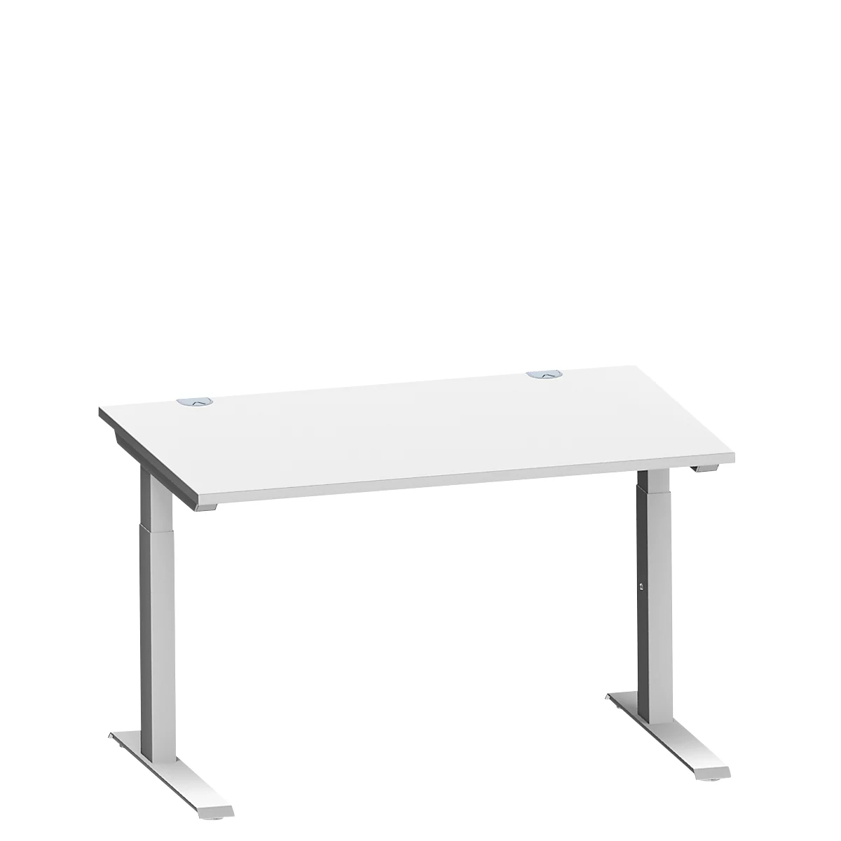 Schäfer Shop Bureau Genius MODENA FLEX, tube rectangulaire à piétement en C, L 1200 x P 800 mm, gris clair/alu blanc