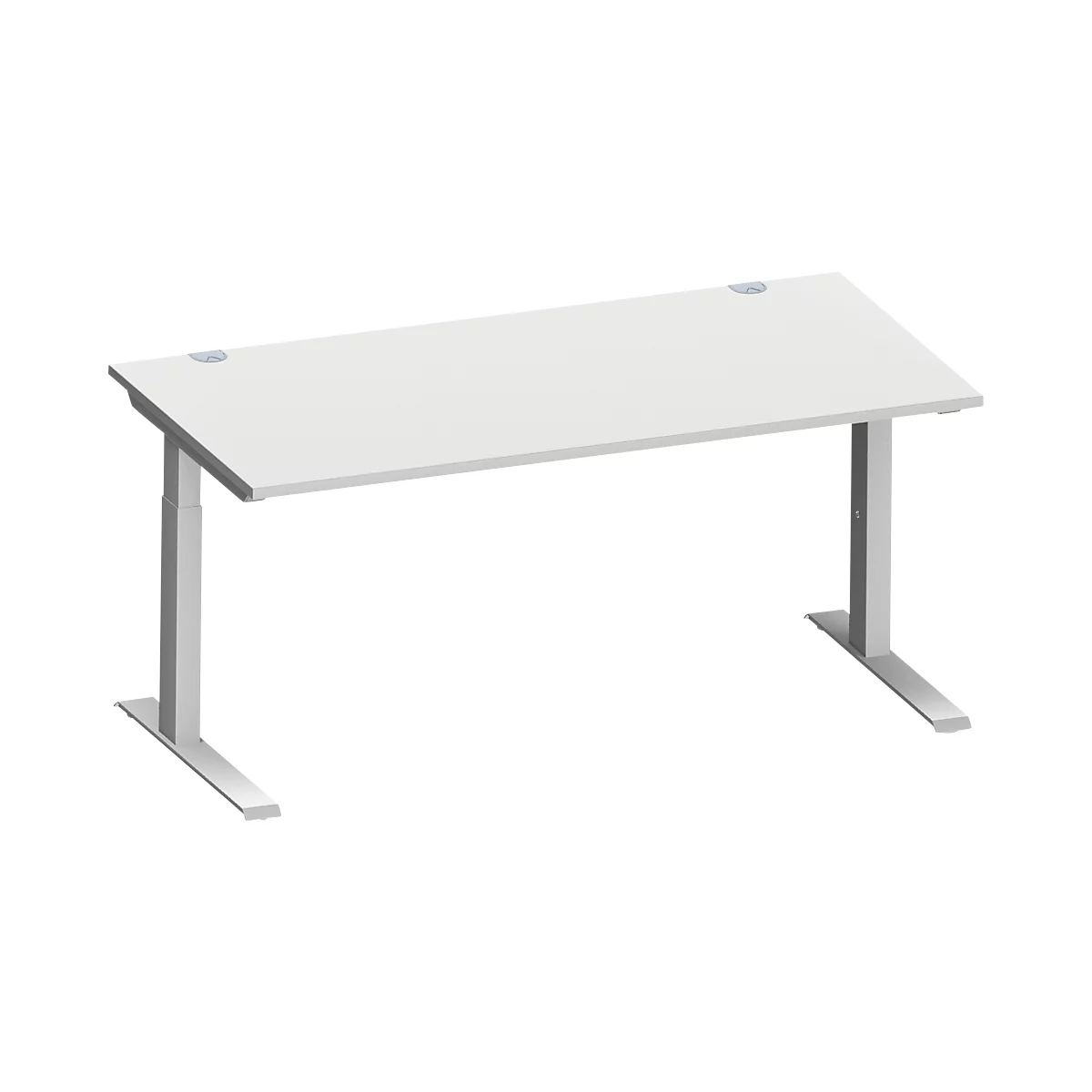 Schäfer Shop Bureau Genius MODENA FLEX, tube rectangulaire à piétement en C, L 1600 x P 800 mm, gris clair/alu blanc