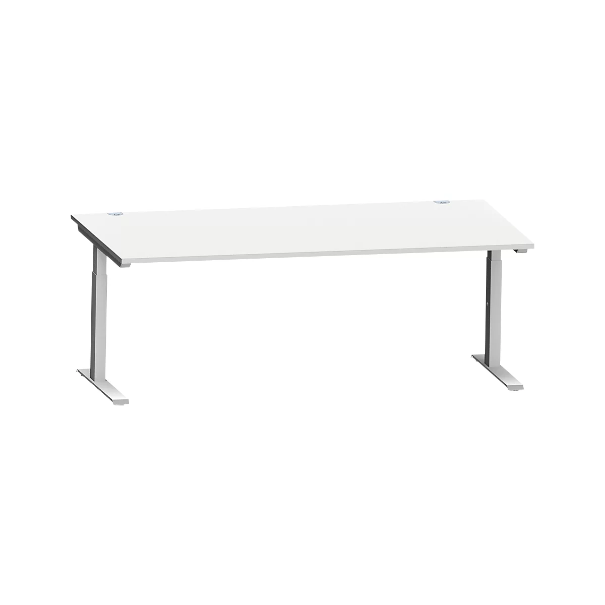 Schäfer Shop Bureau Genius MODENA FLEX, tube rectangulaire à piétement en C, L 2000 x P 1000 mm, gris clair/alu blanc