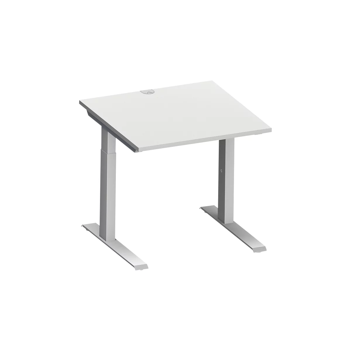 Schäfer Shop Bureau Genius MODENA FLEX, tube rectangulaire à piétement en C, L 800 x P 800 mm, gris clair/alu blanc