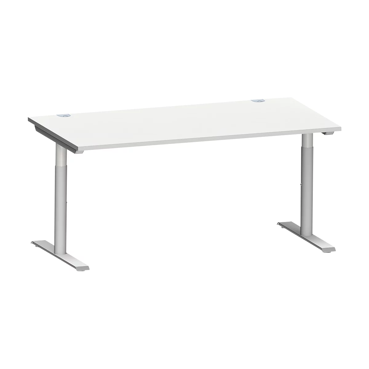 Schäfer Shop Bureau Genius MODENA FLEX, tube rond à pieds en T, L 1600 x P 800 mm, gris clair