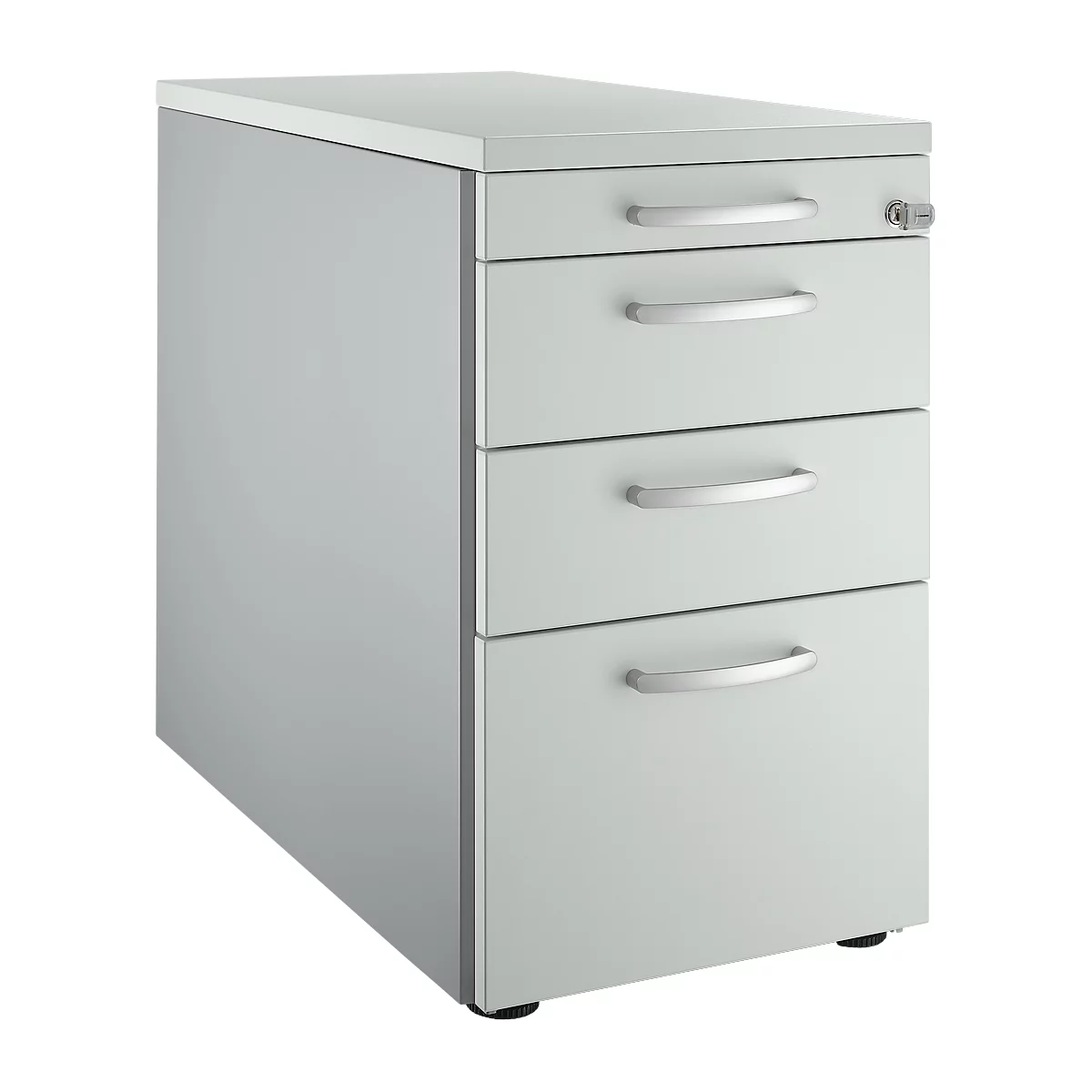Schäfer Shop Caisson fixe Genius 1336, avec poignée ronde, L 435 x H 717 mm, alu blanc/gris clair/gris clair
