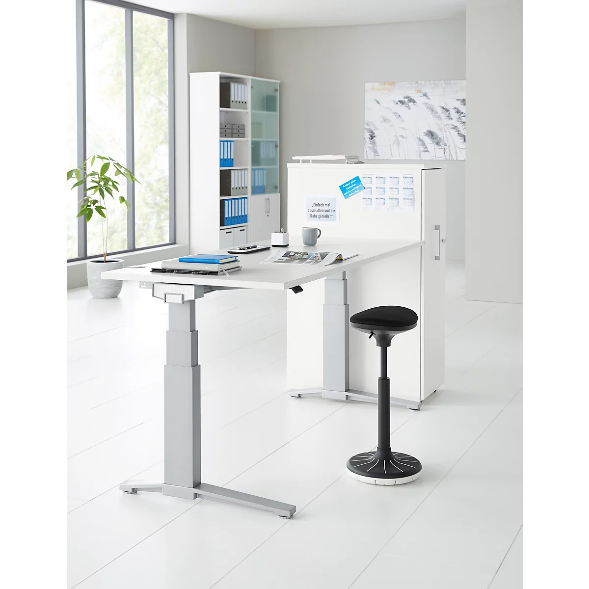 Schäfer Shop Caisson haut Genius TETRIS WOOD, 3 tiroirs + 1 tiroir à ustensiles, L 424 x P 803 x H 1296 mm, blanc