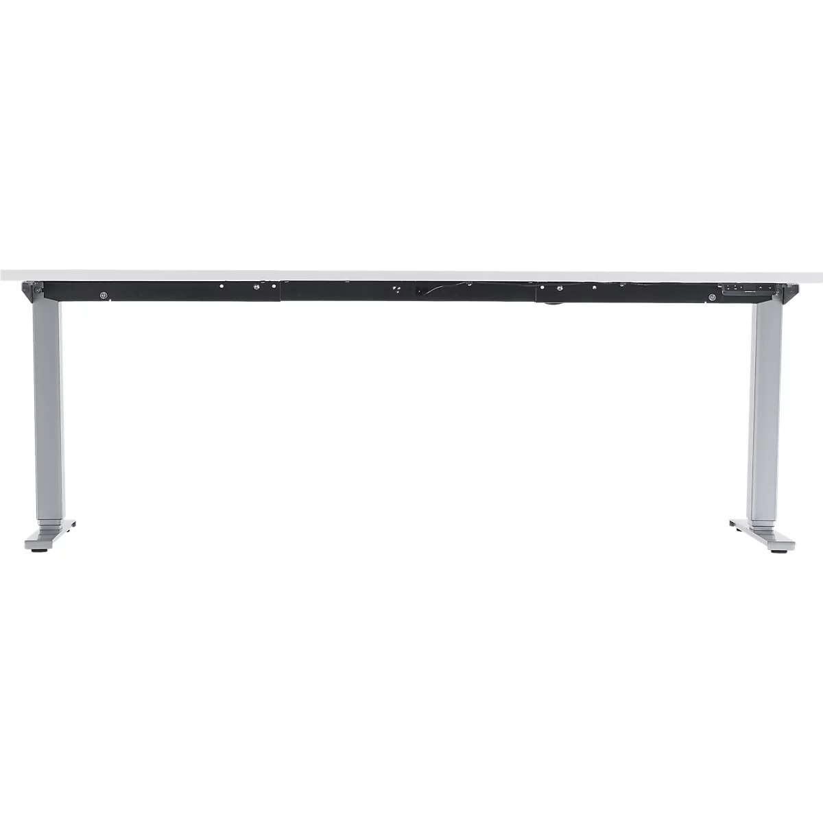 Schäfer Shop Escritorio Genius AERO FLEX, regulable eléctricamente en altura, rectangular, pie en T, ancho 1600 x fondo 800 x alto 620-1280 mm, aluminio blanco/blanco