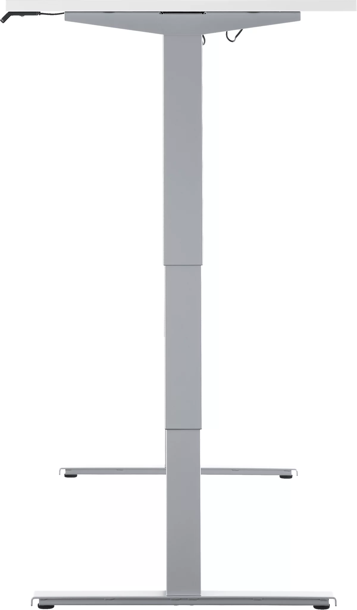 Schäfer Shop Escritorio Genius AERO FLEX, regulable eléctricamente en altura, rectangular, pie en T, ancho 1600 x fondo 800 x alto 620-1280 mm, aluminio blanco/blanco