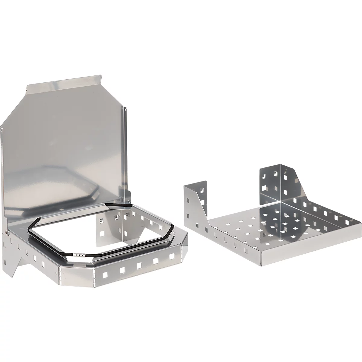 Schäfer Shop Genius Abfallsammler für FS Putzmittelschränke, Stahlblech weißaluminium RAL 9006, B 910 x T 490 x H 80 mm
