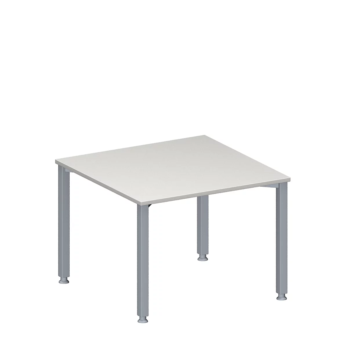 Schäfer Shop Genius Anbautisch MODENA FLEX, höhenverstellbar, Quadrat-Form, 4-Fuß-Quadratrohr, B 1000 x T 1000 mm, lichtgrau