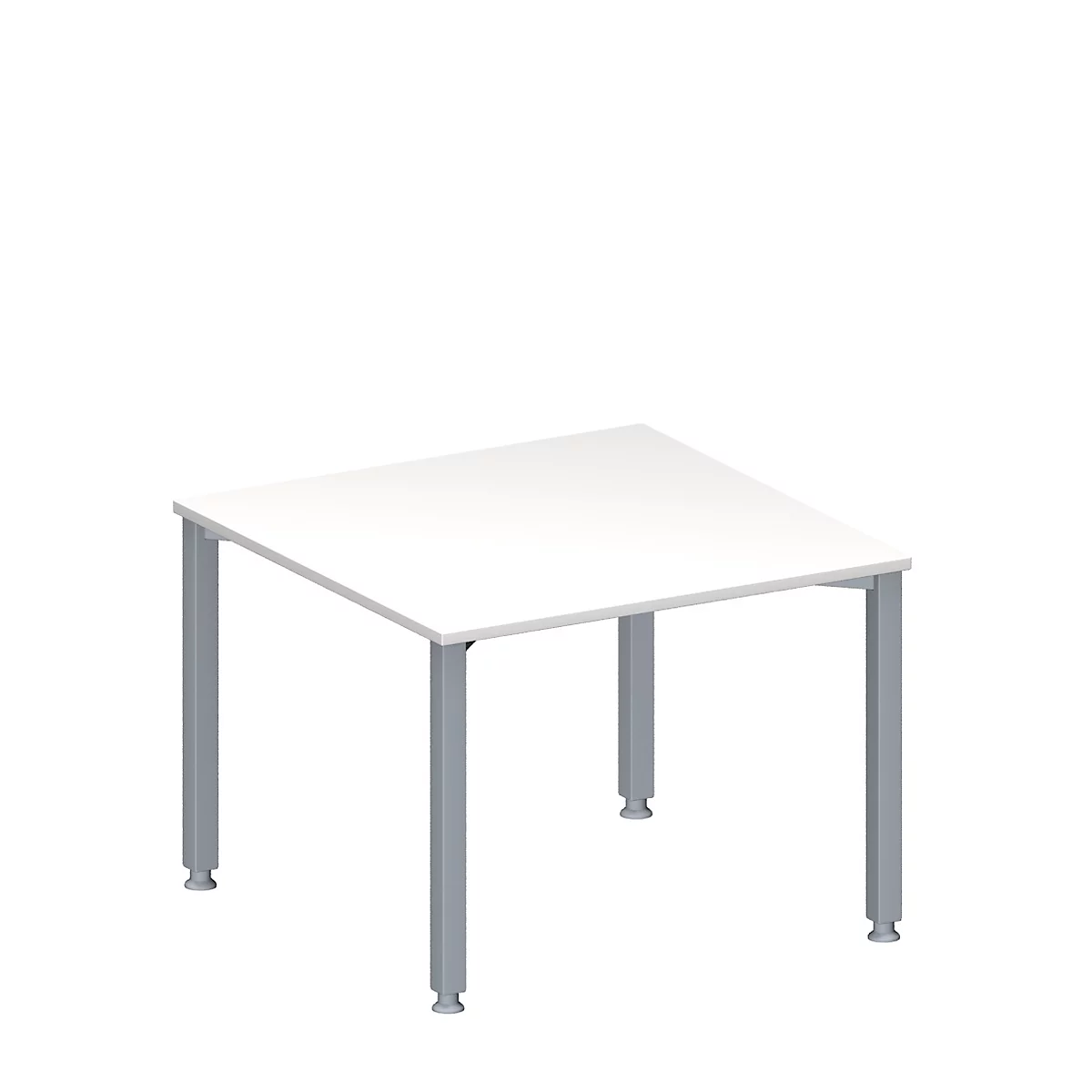 Schäfer Shop Genius Anbautisch MODENA FLEX, höhenverstellbar, Quadrat-Form, 4-Fuß-Quadratrohr, B 1000 x T 1000 mm, weiß