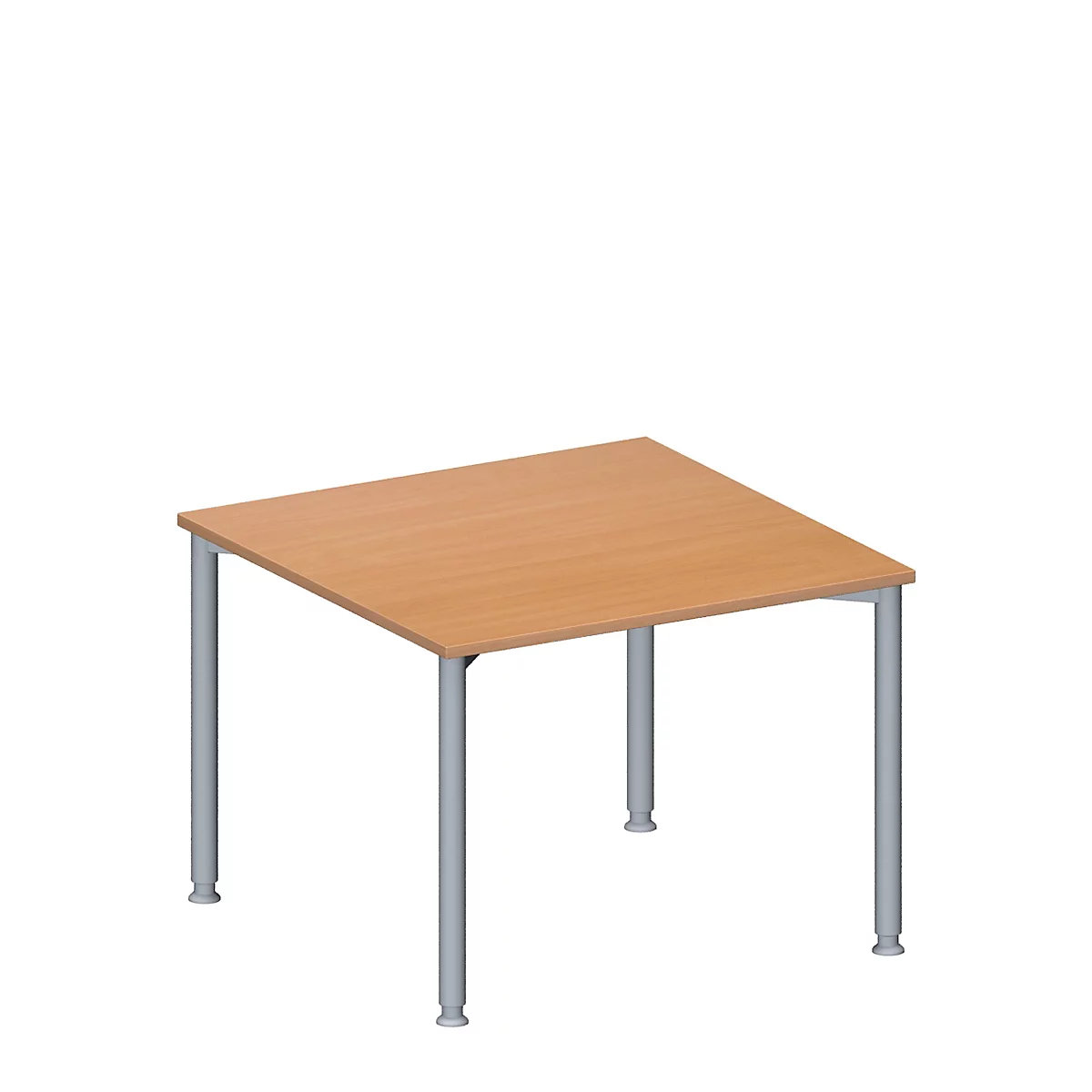 Schäfer Shop Genius Anbautisch MODENA FLEX, höhenverstellbar, Quadrat-Form, 4-Fuß Rundrohr, B 1000 x T 1000 mm, Buche-Dekor