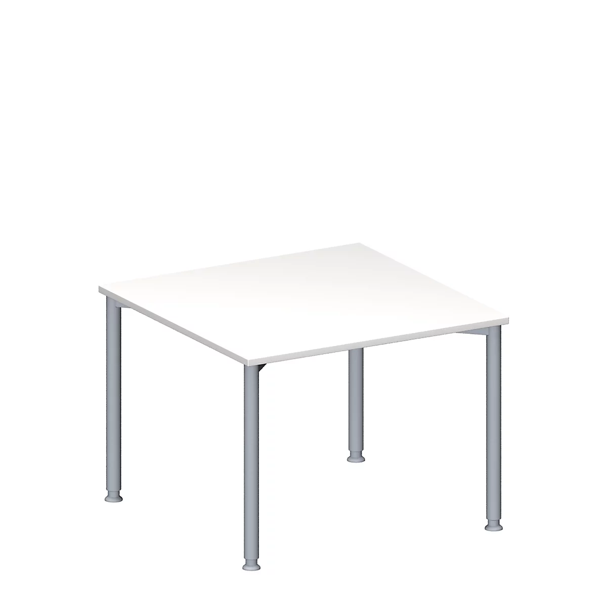 Schäfer Shop Genius Anbautisch MODENA FLEX, höhenverstellbar, Quadrat-Form, 4-Fuss Rundrohr, B 1000 x T 1000 mm, weiss 