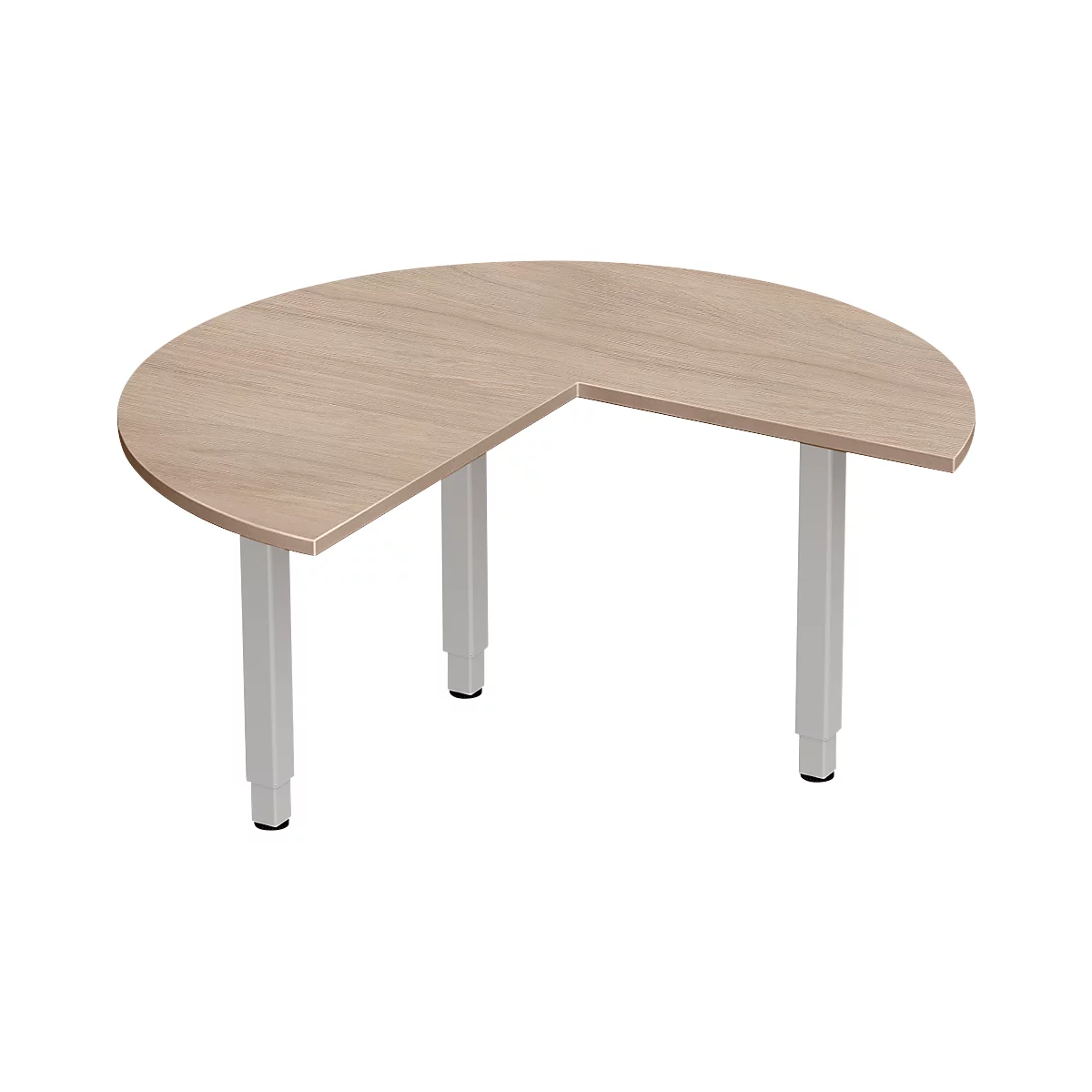 Schäfer Shop Genius Ansatztisch PLANOVA ergoSTYLE, 3/4 Kreis, Ansatz rechts oder links, Eiche-Dekor/weißalu