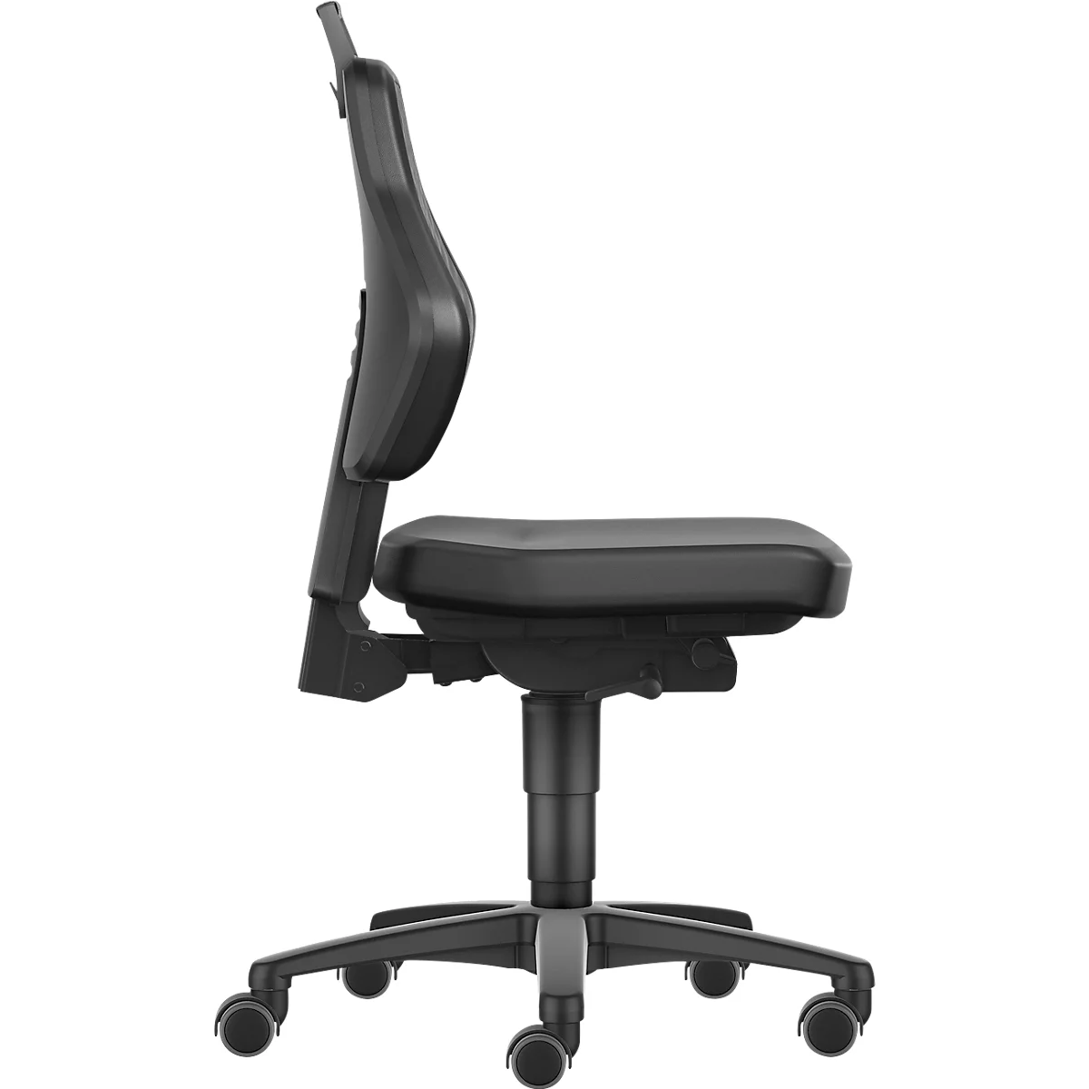 Schäfer Shop Genius Arbeitsstuhl, ohne Armlehnen, Auto-Synchronmechanik, Doppelrollen, Kunstleder, schwarz
