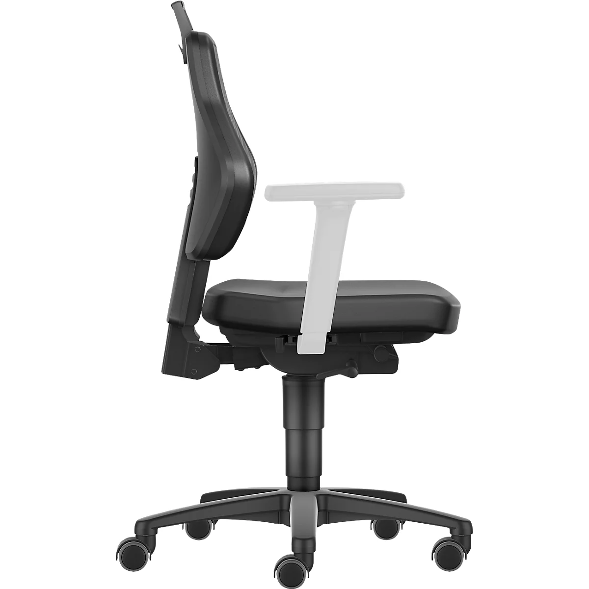 Schäfer Shop Genius Arbeitsstuhl, ohne Armlehnen, Auto-Synchronmechanik, Doppelrollen, Kunstleder, schwarz