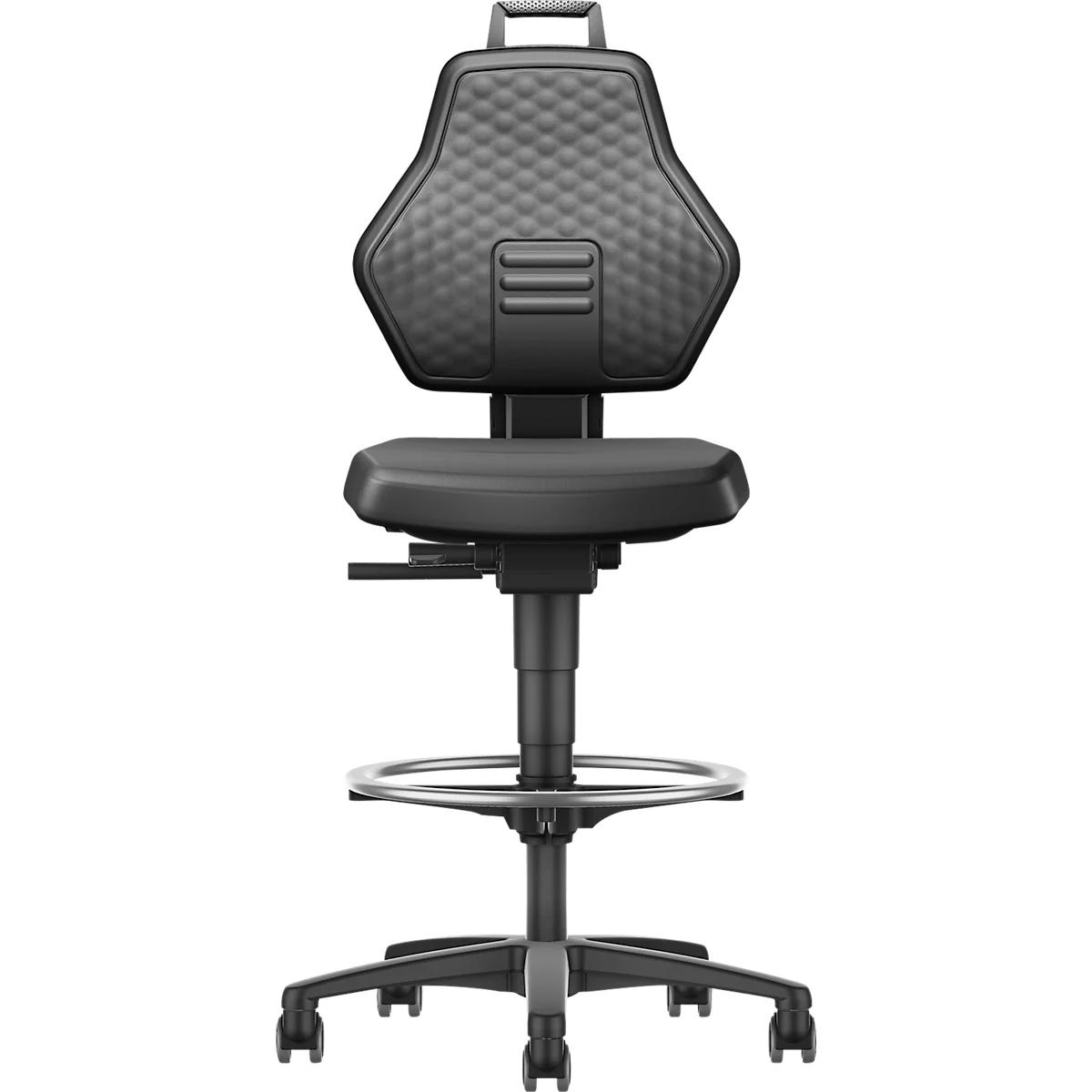 Schäfer Shop Genius Arbeitsstuhl, ohne Armlehnen, Auto-Synchronmechanik, Sitz-Stopp-Rollen, Fußring, Kunstleder, schwarz