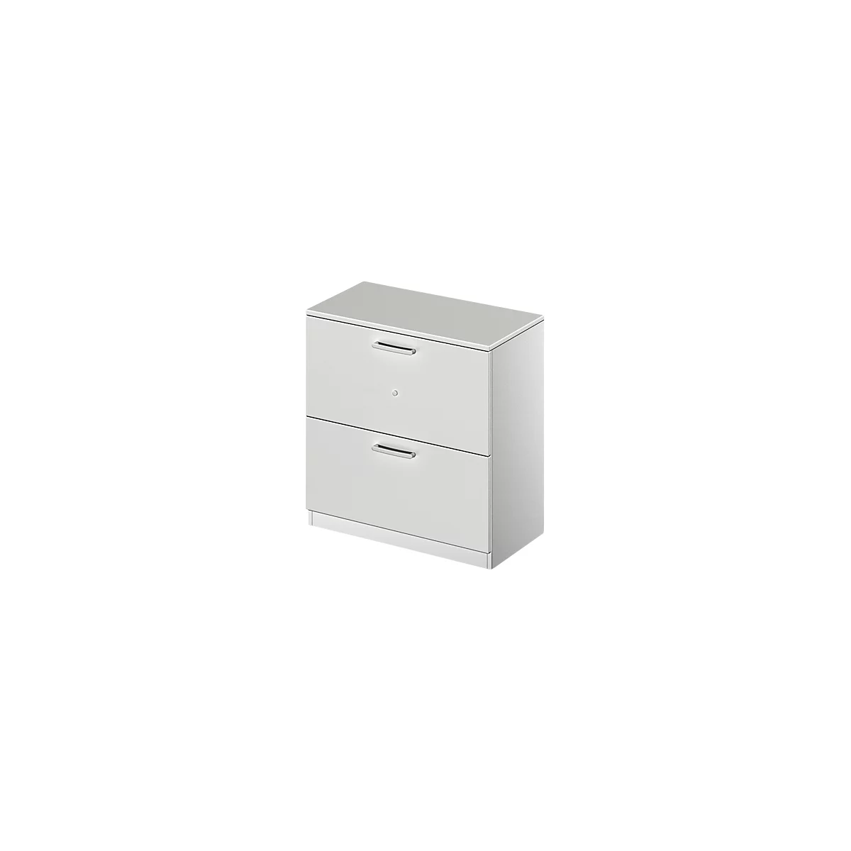 Schäfer Shop Genius archiefkast TETRIS SOLID, 2 OH, B 800 mm, afsluitbaar, met afdekplaat, aluminium lichtgrijs/wit