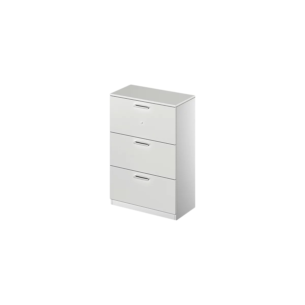 Schäfer Shop Genius archiefkast TETRIS SOLID, 3 OH, B 800 mm, afsluitbaar, met afdekplaat, aluminium lichtgrijs/wit