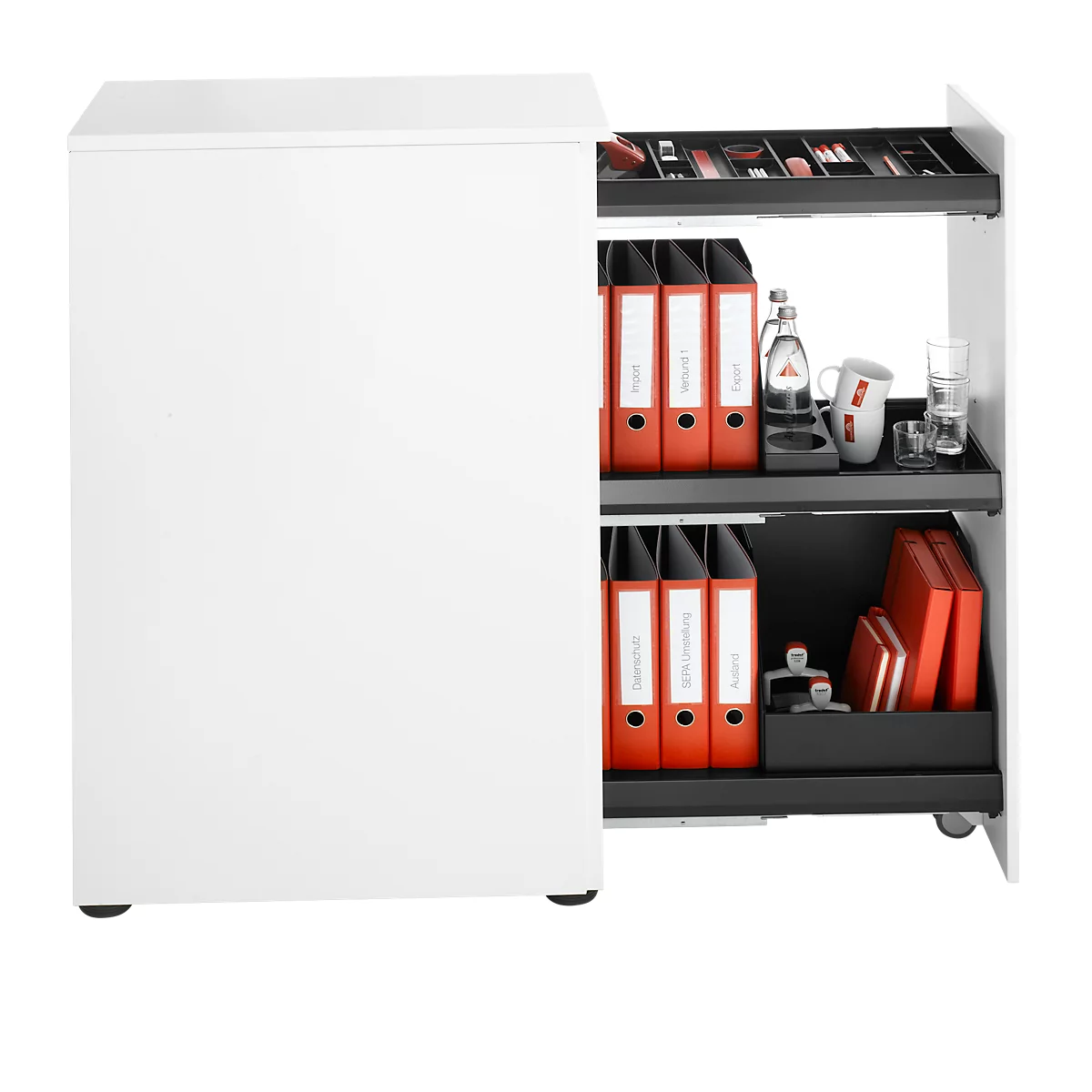 Schäfer Shop Genius Archivador alto, An 435 x P 800 x Al 1296 mm, blanco/blanco