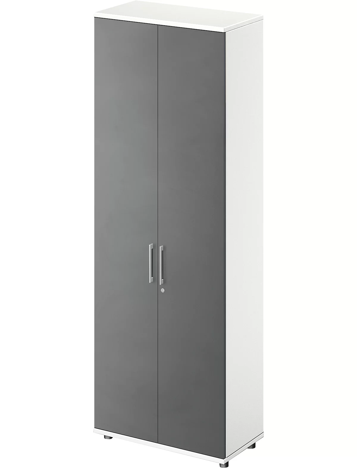 Schäfer Shop Genius armario con puerta abatible TETRIS WOOD, 6 OH, altura incl. guías, W 800 mm, blanco/grafito