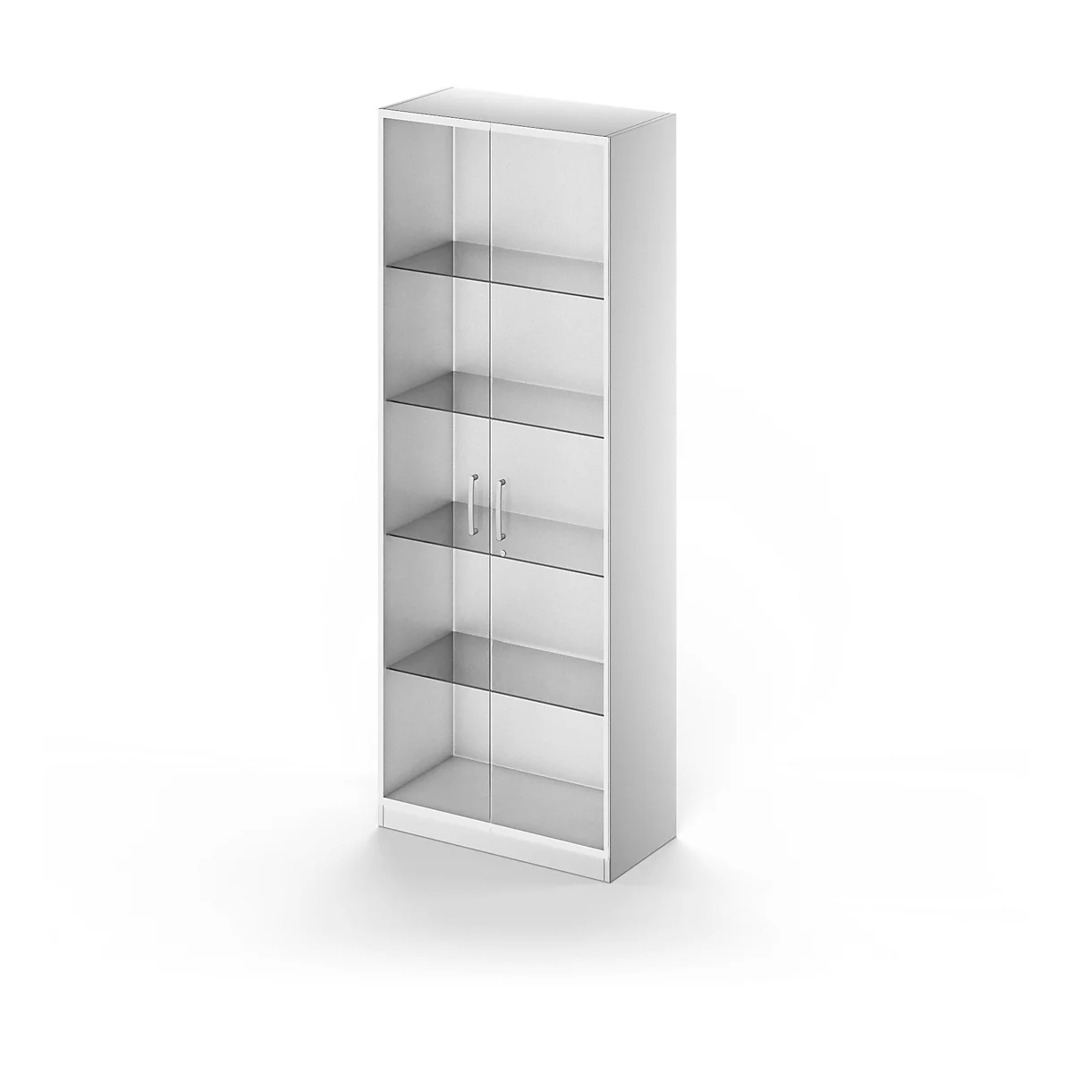 Schäfer Shop Genius Armario con puertas de vidrio TETRIS SOLID, cuerpo de acero, 5 AA, An 800 mm, aluminio blanco