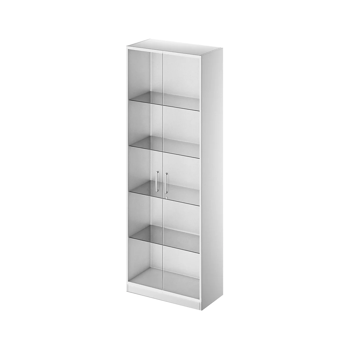 Schäfer Shop Genius Armario con puertas de vidrio TETRIS SOLID, cuerpo de acero, 5 AA, An 800 mm, vidrio/aluminio blanco