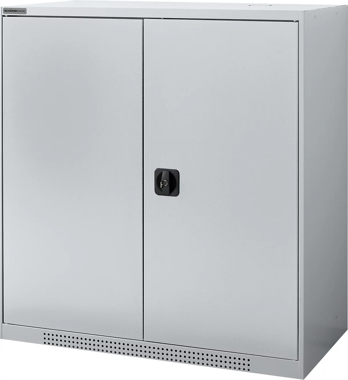 Schäfer Shop Genius armario de doble puerta FS, acero, con agujeros de ventilación, A 1055 x P 520 x A 1105 mm, 3 OH, aluminio blanco/aluminio blanco, hasta 300 kg