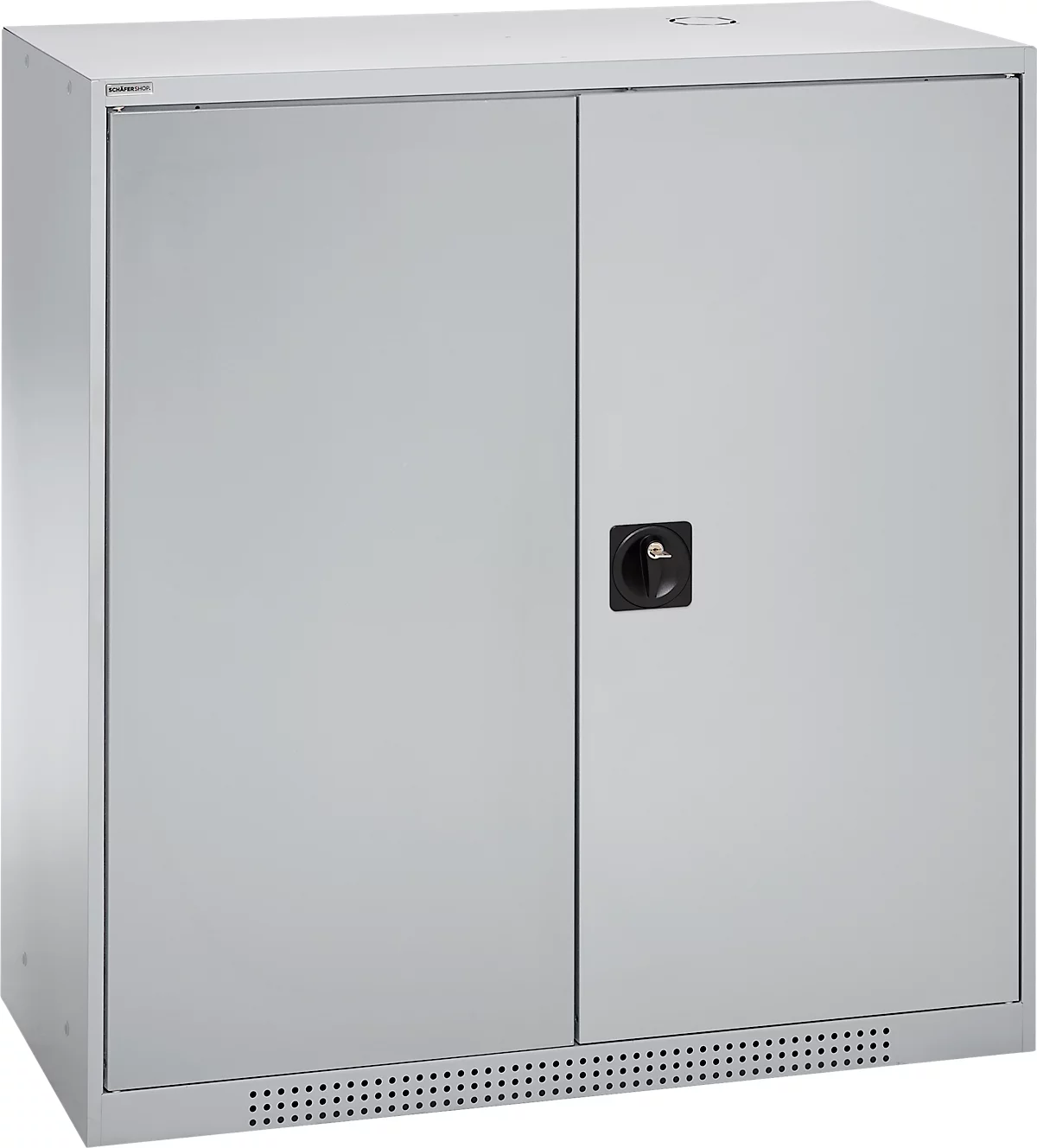 Schäfer Shop Genius armario de doble puerta FS, acero, con agujeros de ventilación, A 1055 x P 520 x A 1105 mm, 3 OH, aluminio blanco/aluminio blanco, hasta 300 kg