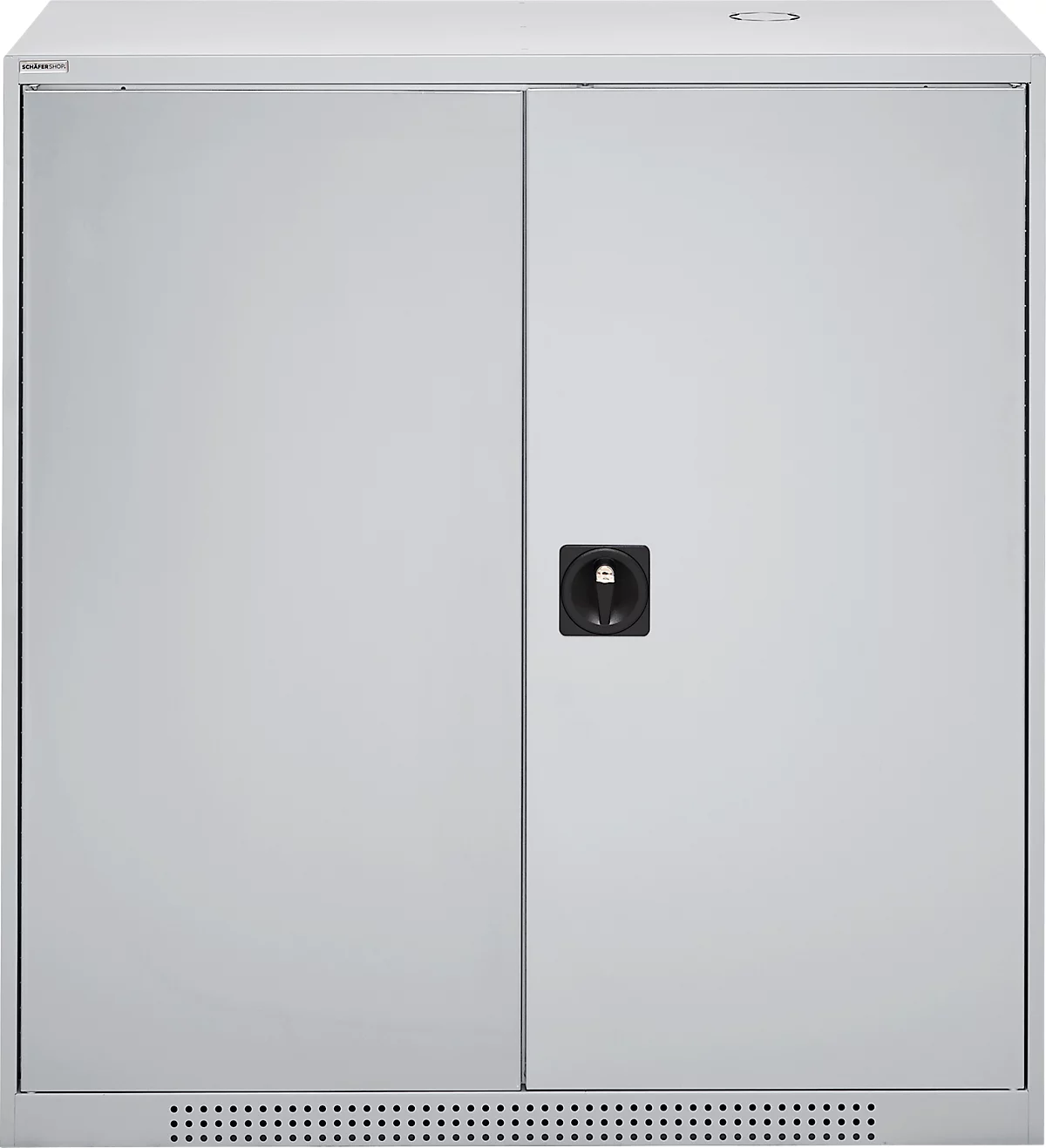 Schäfer Shop Genius armario de doble puerta FS, acero, con agujeros de ventilación, A 1055 x P 520 x A 1105 mm, 3 OH, aluminio blanco/aluminio blanco, hasta 300 kg