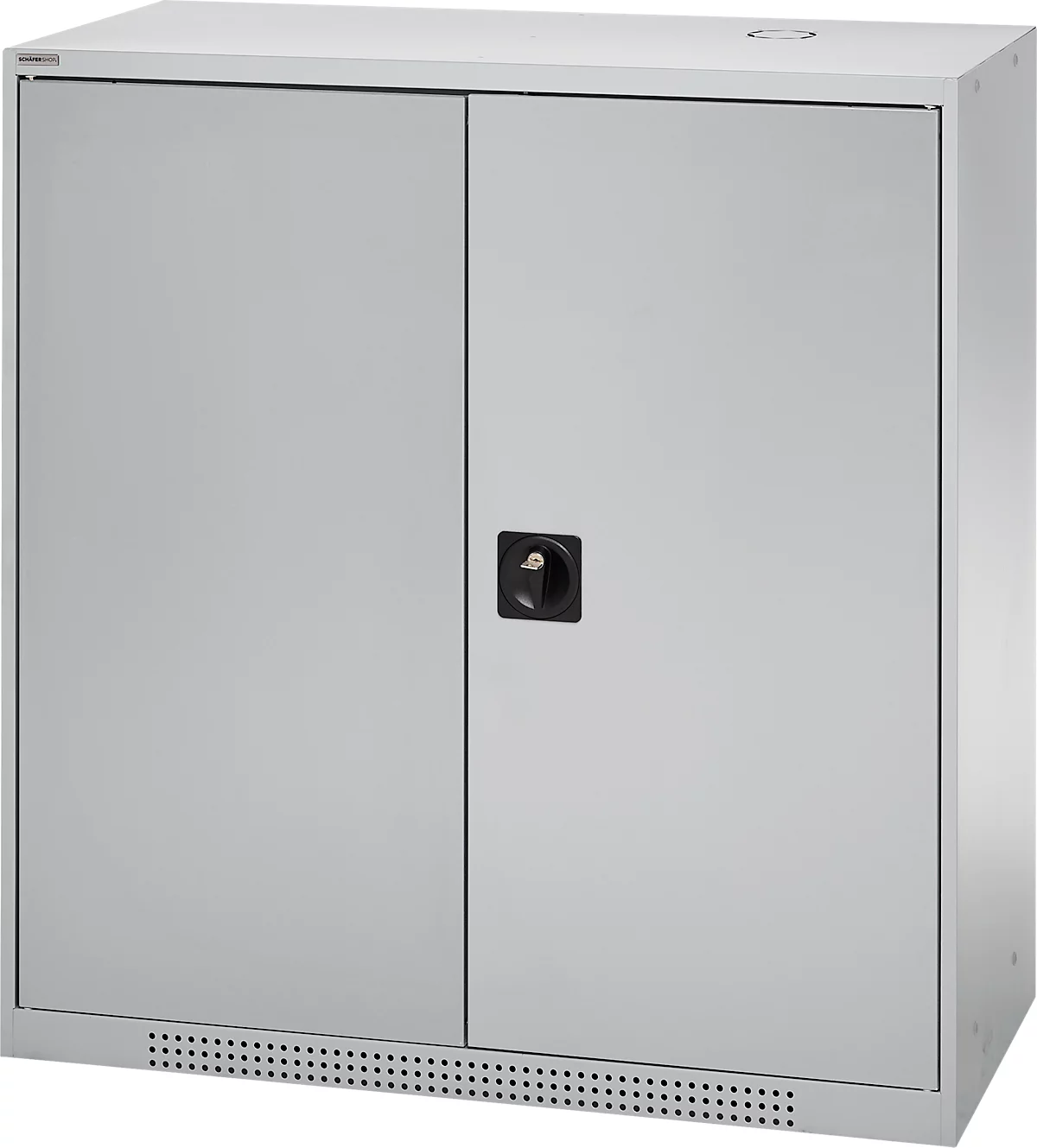 Schäfer Shop Genius armario de doble puerta FS, acero, con agujeros de ventilación, A 1055 x P 520 x A 1105 mm, 3 OH, aluminio blanco/aluminio blanco, hasta 300 kg