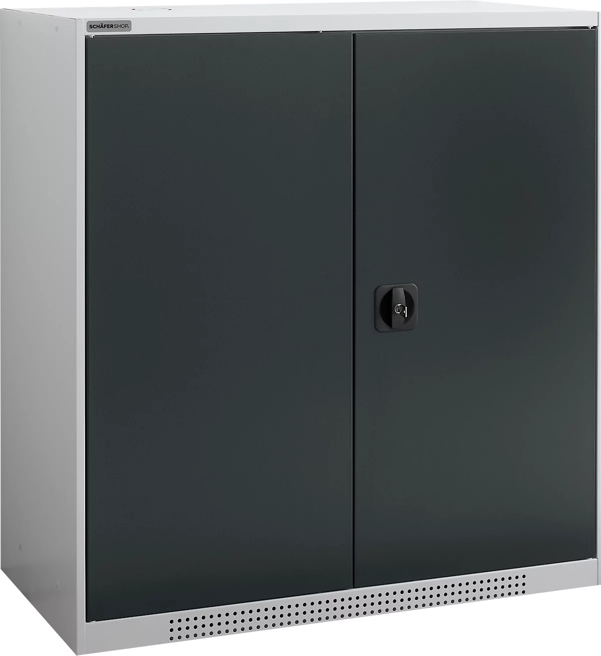 Schäfer Shop Genius armario de doble puerta FS, acero, con agujeros de ventilación, A 1055 x P 520 x A 1105 mm, 3 OH, aluminio blanco/gris antracita, hasta 300 kg