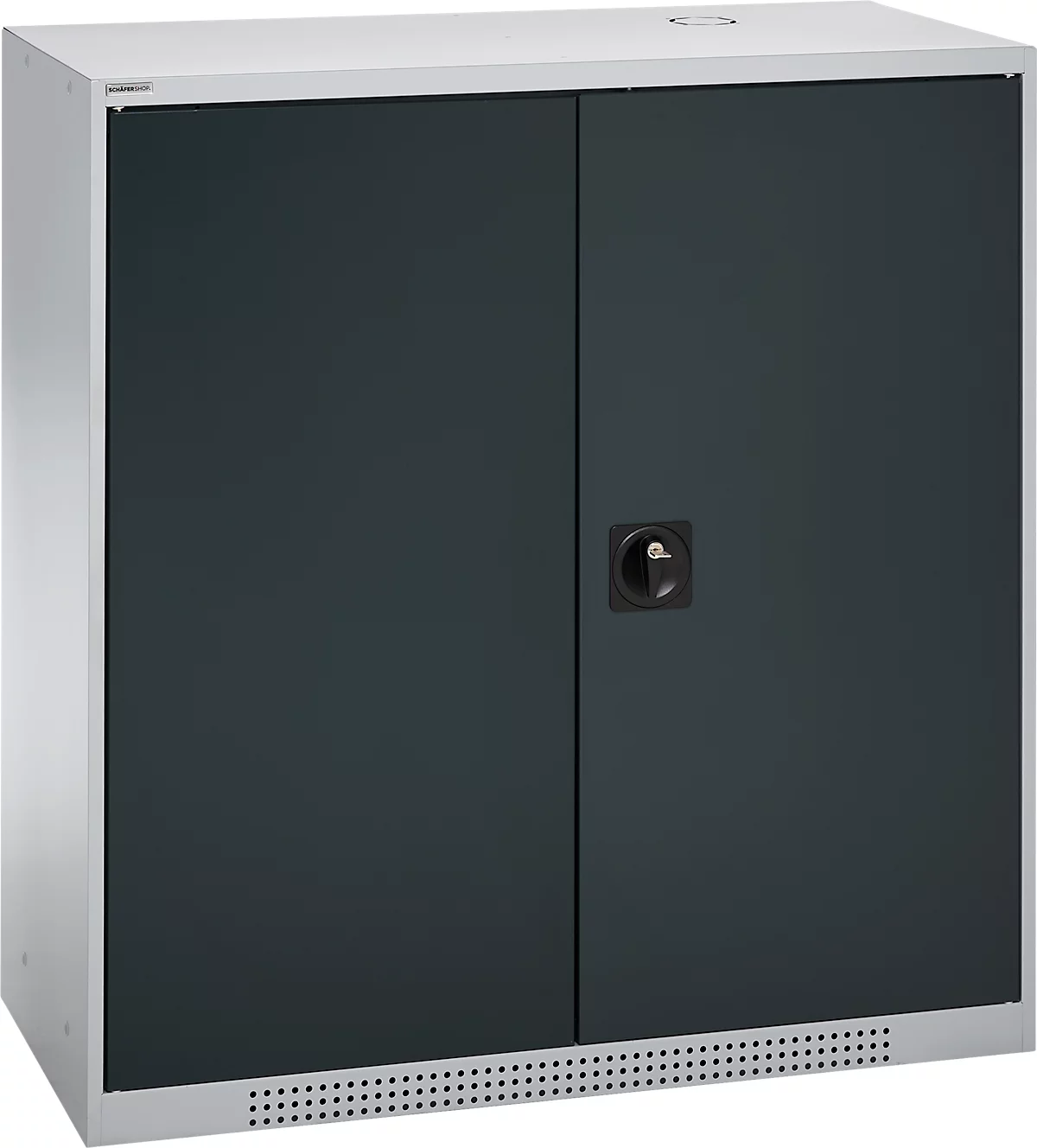 Schäfer Shop Genius armario de doble puerta FS, acero, con agujeros de ventilación, A 1055 x P 520 x A 1105 mm, 3 OH, aluminio blanco/gris antracita, hasta 300 kg