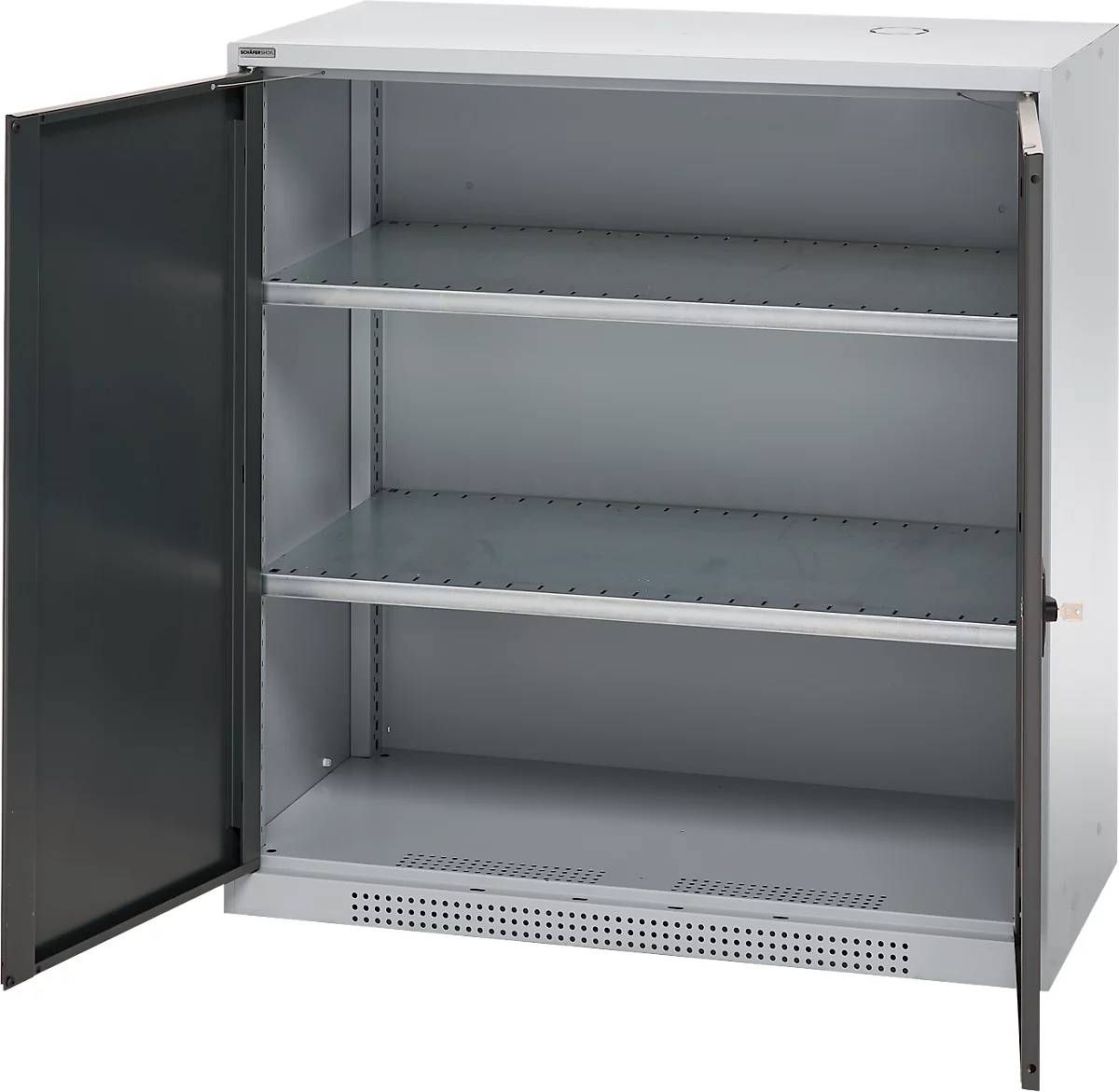 Schäfer Shop Genius armario de doble puerta FS, acero, con agujeros de ventilación, A 1055 x P 520 x A 1105 mm, 3 OH, aluminio blanco/gris antracita, hasta 300 kg