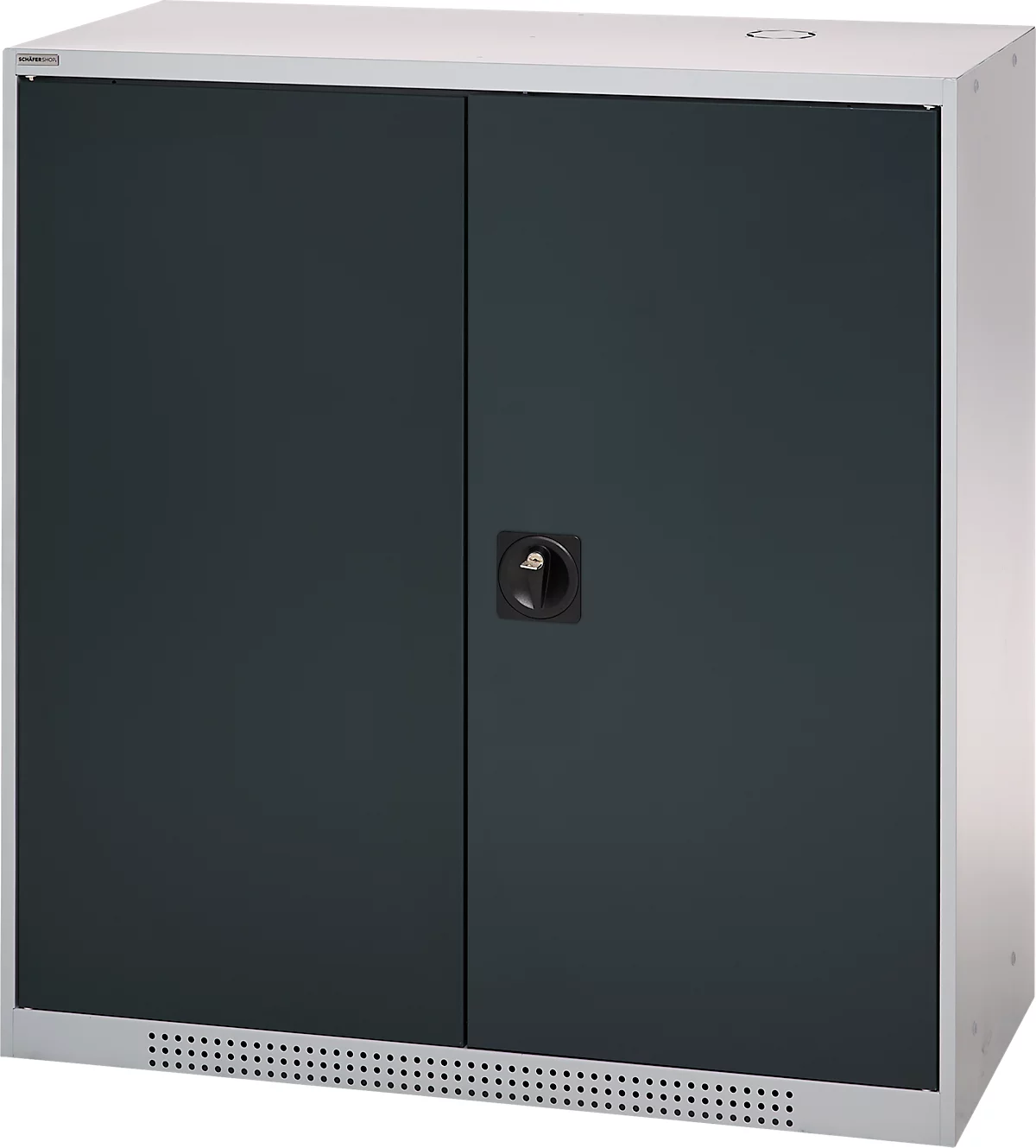 Schäfer Shop Genius armario de doble puerta FS, acero, con agujeros de ventilación, A 1055 x P 520 x A 1105 mm, 3 OH, aluminio blanco/gris antracita, hasta 300 kg