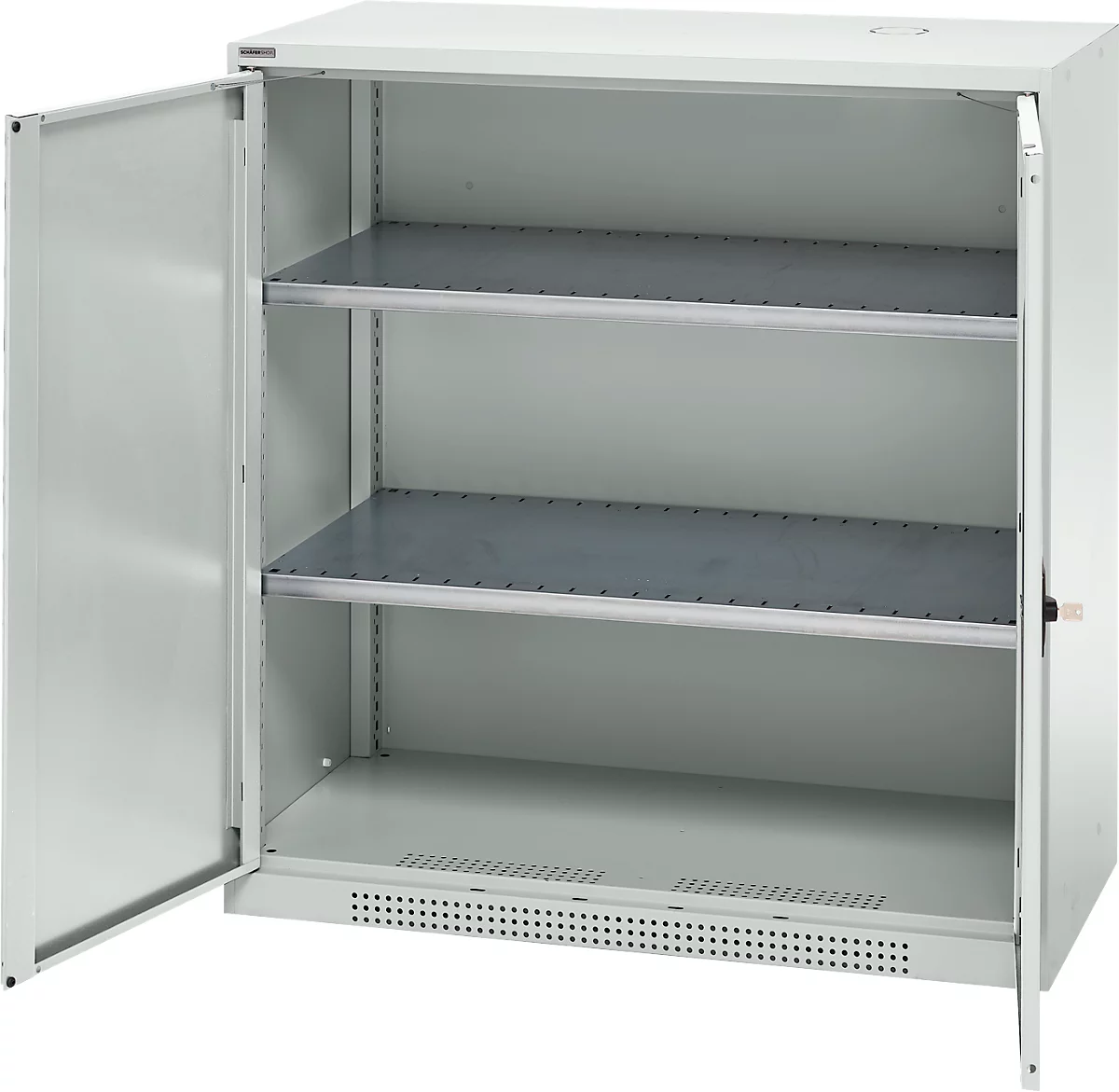 Schäfer Shop Genius armario de doble puerta FS, acero, con agujeros de ventilación, A 1055 x P 520 x A 1105 mm, 3 OH, gris claro/gris claro, hasta 300 kg