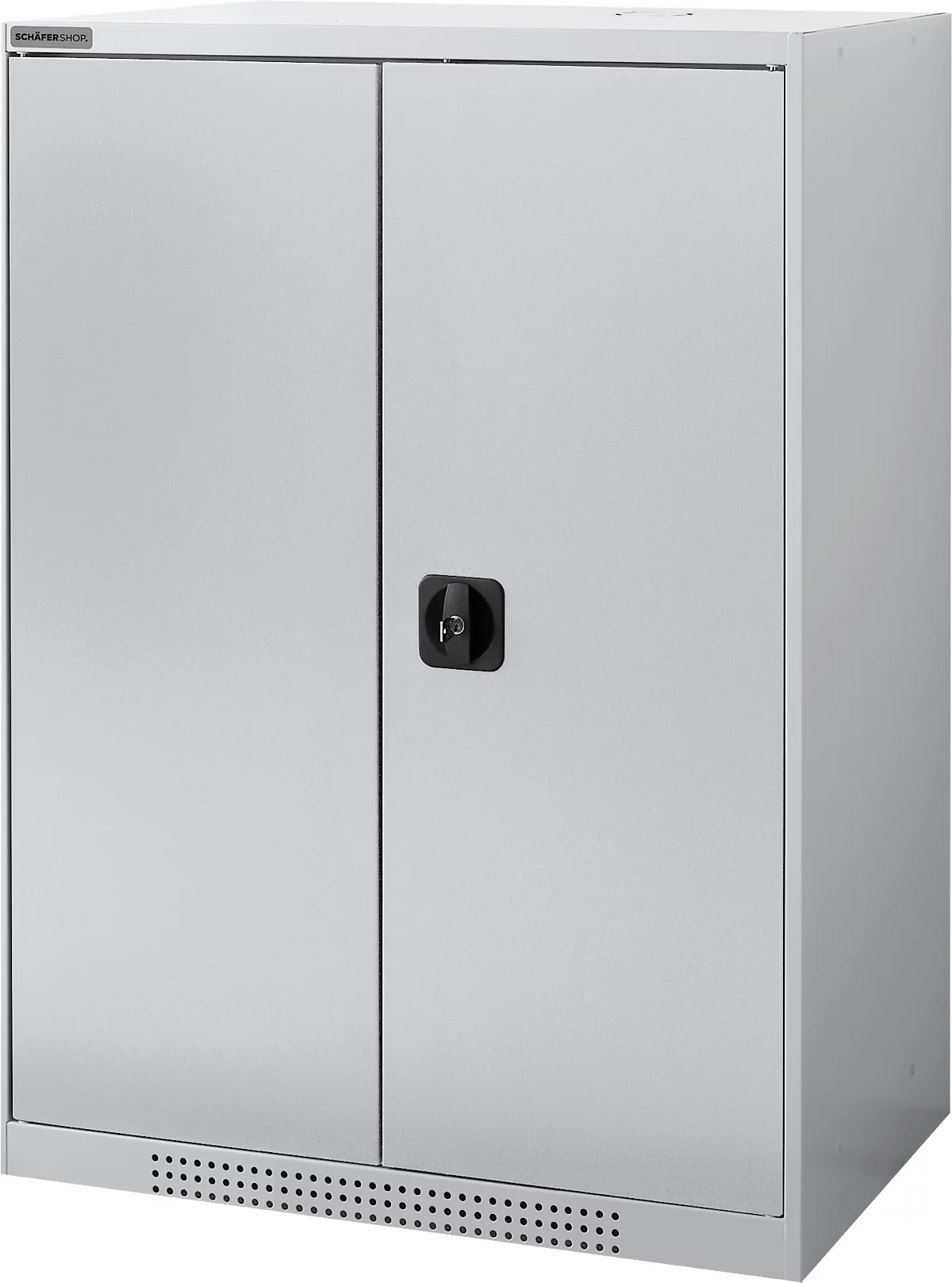 Schäfer Shop Genius armario de doble puerta FS, acero, con agujeros de ventilación, A 810 x P 520 x A 1105 mm, 3 OH, aluminio blanco/aluminio blanco, hasta 180 kg