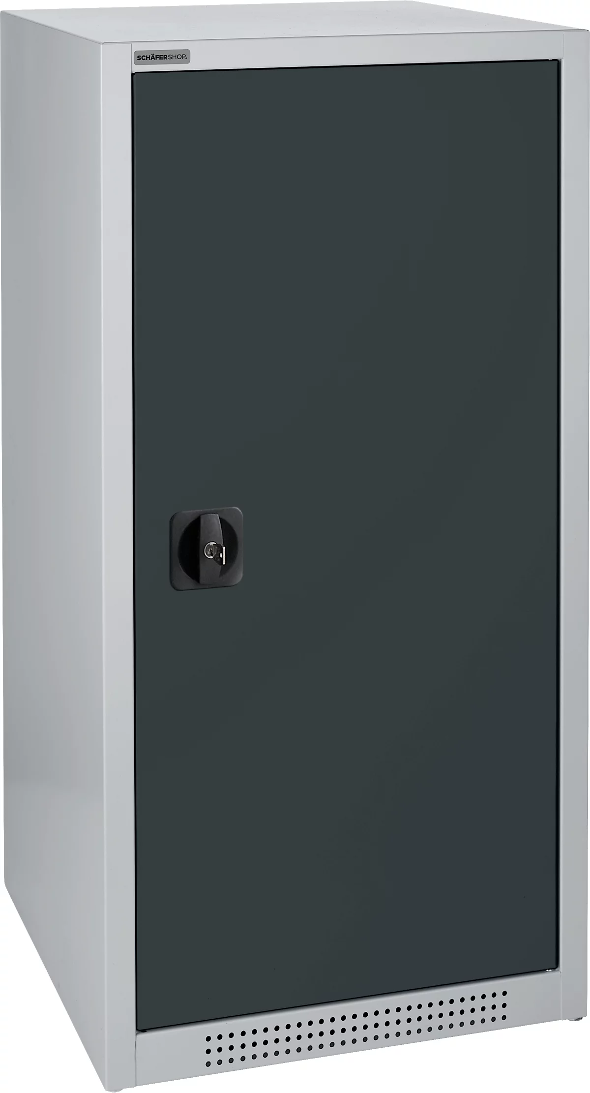Schäfer Shop Genius armario de doble puerta FS, acero, con orificios de ventilación, A 545 x P 520 x A 1105 mm, 3 OH, aluminio blanco/gris antracita, hasta 150 kg