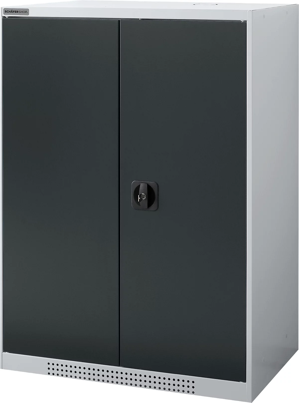 Schäfer Shop Genius armario de doble puerta FS, acero, con orificios de ventilación, A 810 x P 520 x A 1105 mm, 3 OH, aluminio blanco/gris antracita, hasta 180 kg