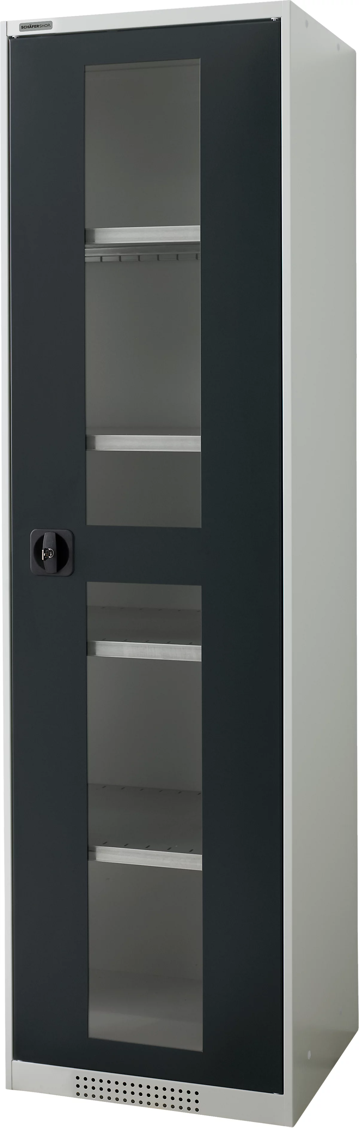 Schäfer Shop Genius armario de dos puertas FS, acero, mirilla, agujeros de ventilación, AN 545 x F 520 x AL 1950 mm, 5 OH, gris claro/gris antracita, hasta 250 kg 